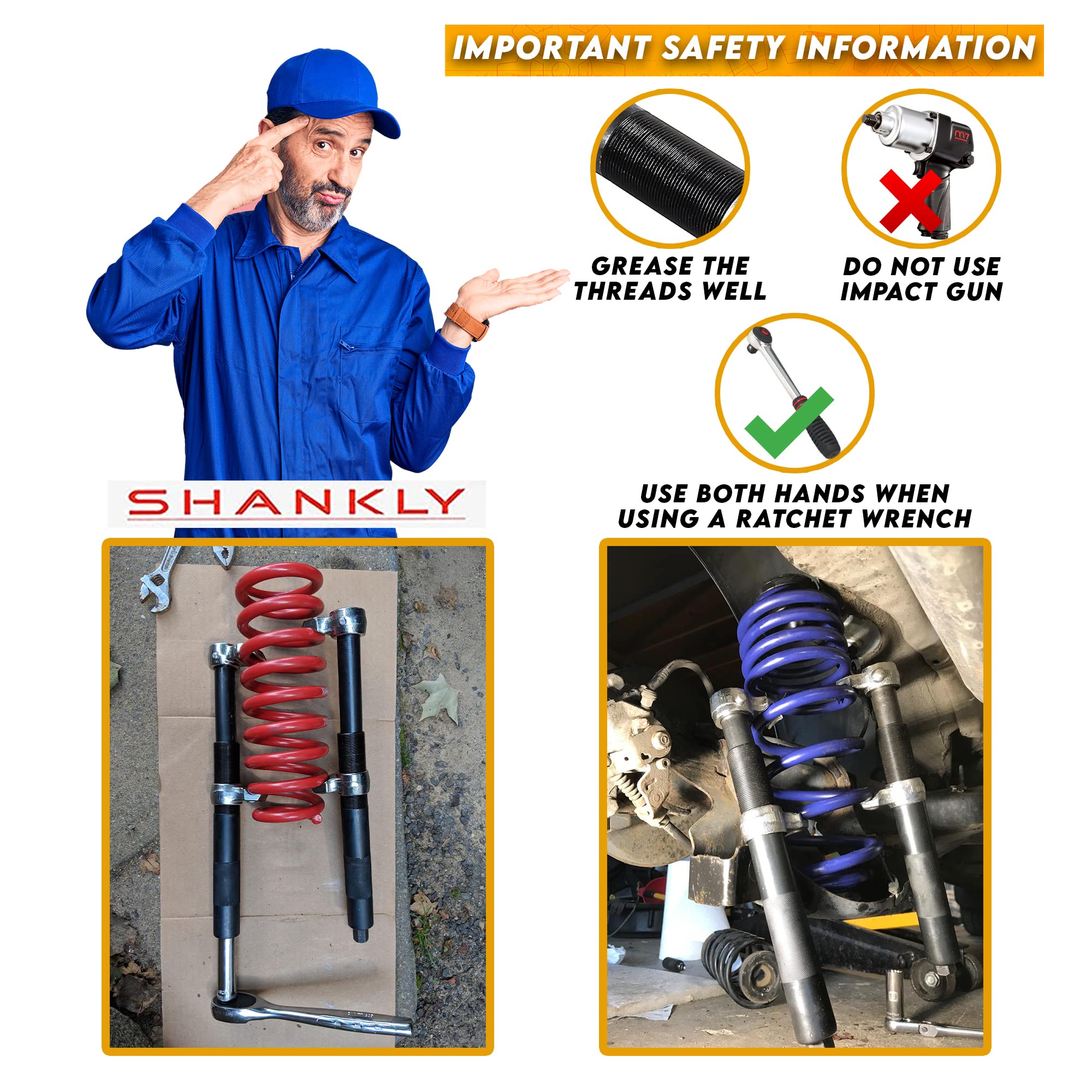 Heavy Duty Spring Compressor Tool - Ultra-Rugged Coil & Strut Spring Compressor for ATV, Automotive & Truck Repair | Durable Construction for Professional Mechanics & DIY Enthusiasts | Perfect for Suspension Maintenance, Shock Replacement & Off-Road Vehicle Upgrades