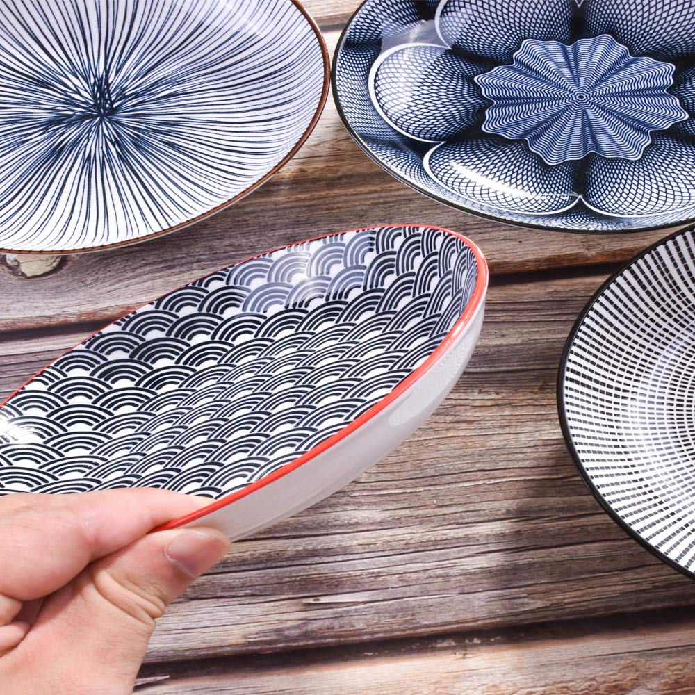 7 Inch Ceramic Dinner Plates Set of 4 - Durable Porcelain Plates for Meals, Appetizers, Fried Eggs & Chicken Wings - Perfect for Dining, Restaurants, Catering & Home Kitchen Use