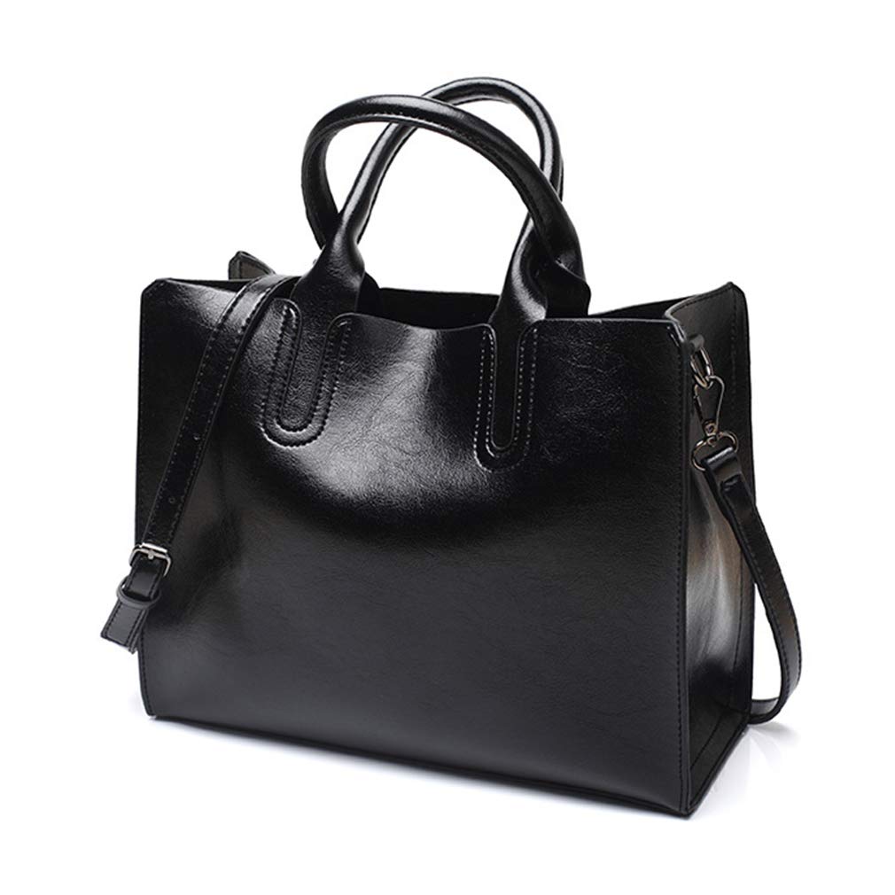 Stylish Women's Lightweight PU Leather Tote Handbag - Retro Oil Wax Handle Shoulder Purse for Work, Travel & Everyday Use