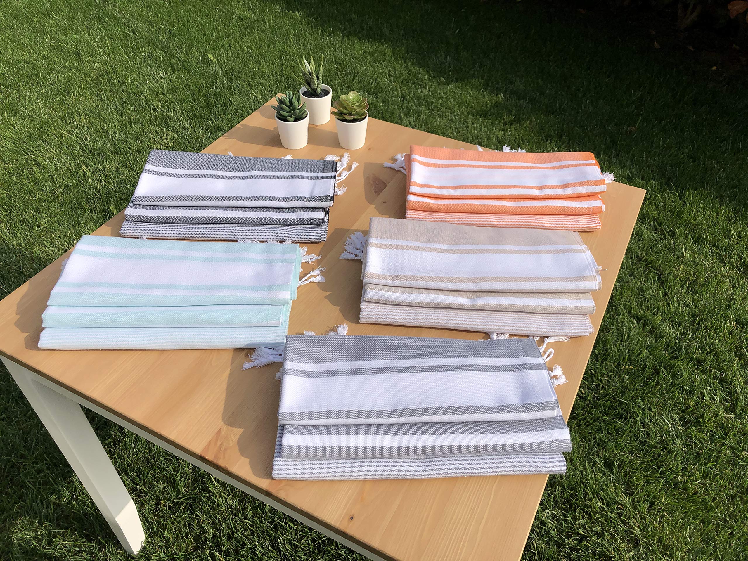 Premium Turkish Cotton Hand & Kitchen Towel Set of 3 - Ultra Absorbent, Quick Dry, Soft & Durable - Perfect for Bathroom, Kitchen & Spa Use (Black)