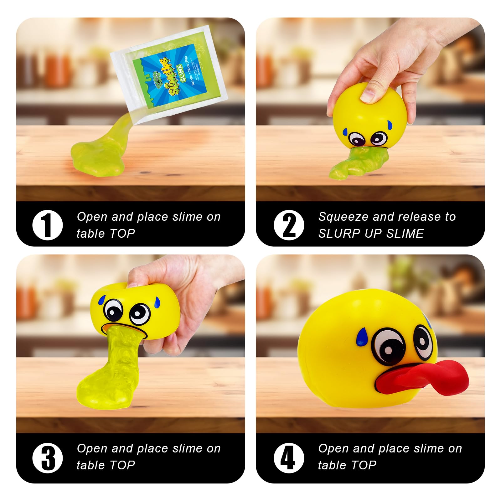 Slime Ups 3.2 Inch Round Stress Relief Ball - Squeeze Toy for Anxiety & Fidgeting - Fun Tricky Play Decompression Game (Sweaty Steve Style) - Perfect for Office, Classroom & ADHD Focus