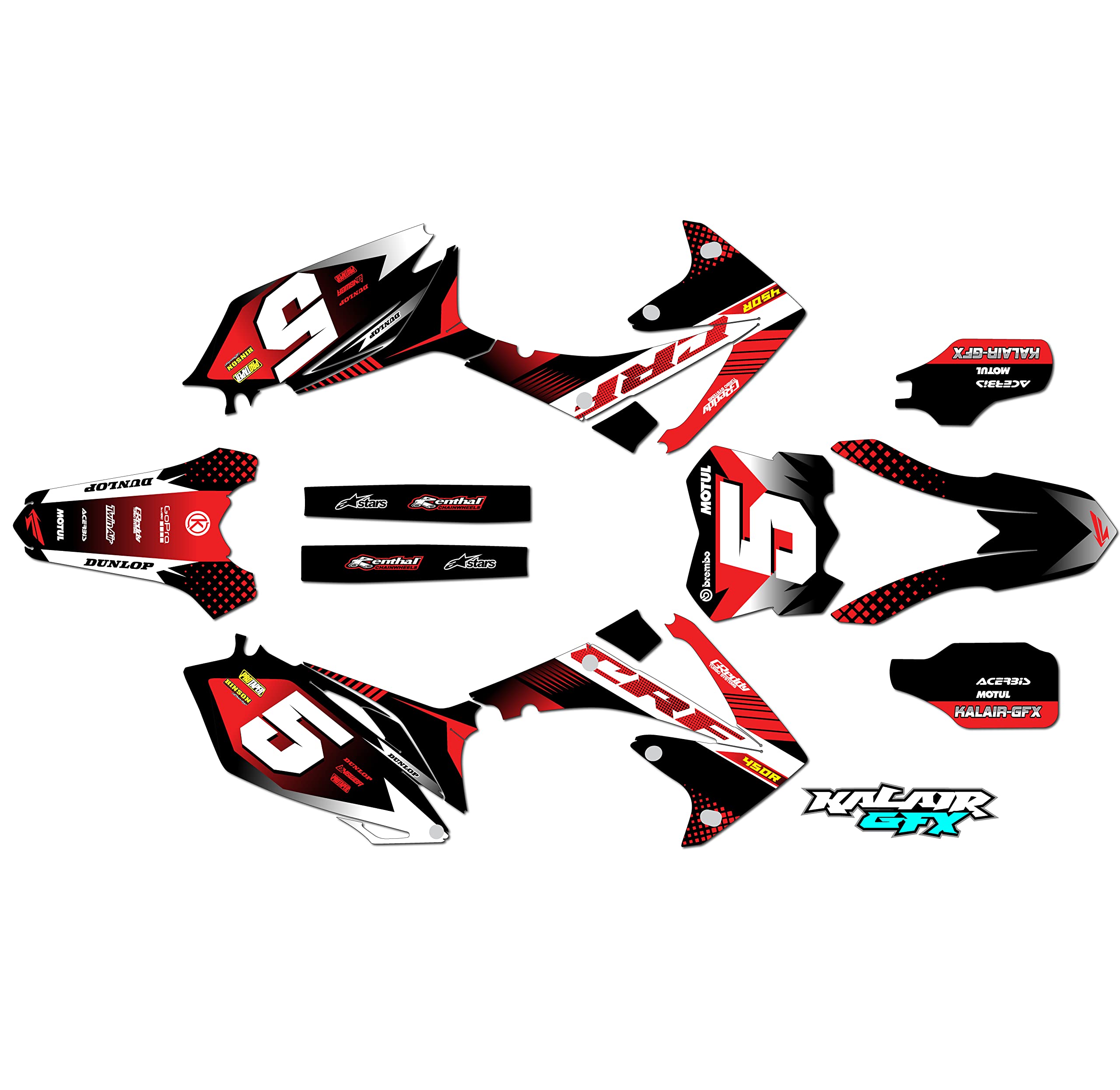 Honda CRF450R (2009-2012) Turbo Series Red 9 Mil Graphics Kit - Dirt Bike Motorcycle Stickers, Motocross Racing Decals for Pit Bikes & Off-Road Accessories - Perfect for Motocross Racing, Trail Riding & Custom Bike Styling