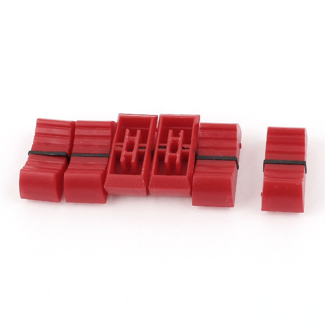 6pcs Digital Variable Resistors - Audio Mixer Fader Effects Slide Switch Cap (Red, 4 Potentiometers x 2mm) for DJ Equipment & Music Production