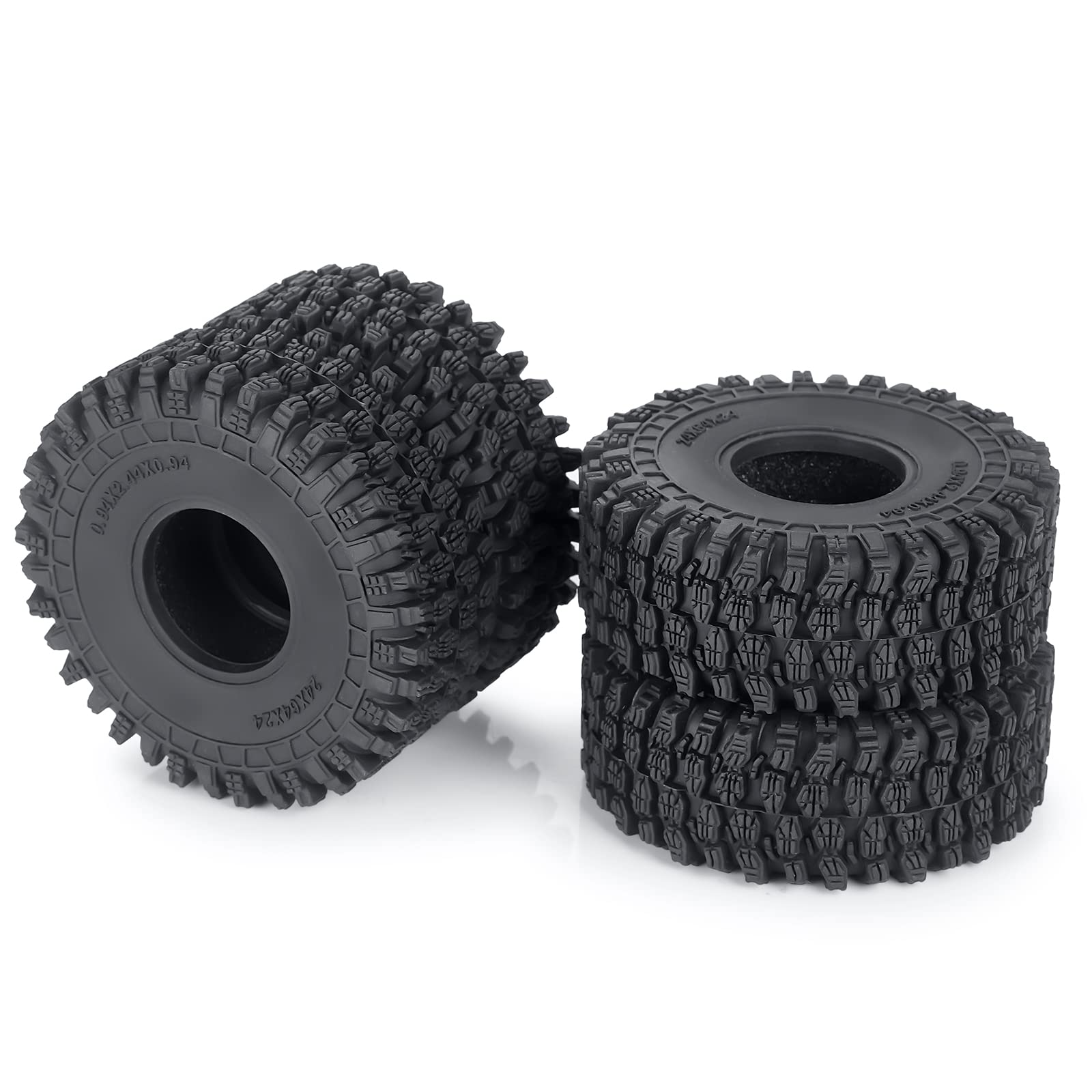 4pcs 64mm Rubber Tires Set with Foam Inserts for 1:18 TRX4-M TRX4M RC Crawler Car - Durable Off-Road Performance for Rock Crawling & Trail Adventures