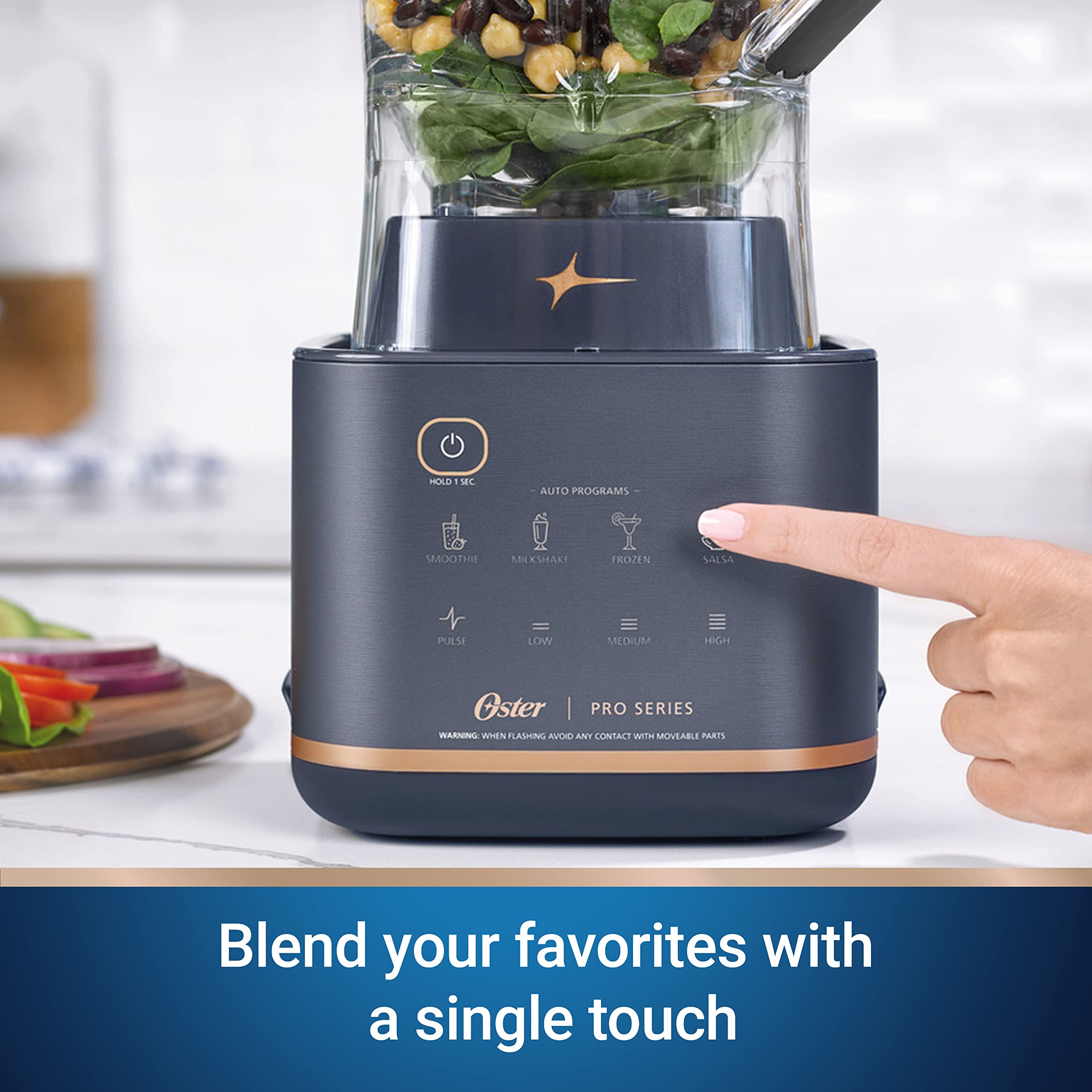 Oster Pro Series Blender - 1200W High Performance Countertop Blender with 9-Cup BPA-Free Tritan Jar, Tamper Tool & 6 Preset Programs for Smoothies, Ice Crushing & Food Prep (Dark Blue) - Perfect for Kitchens, Restaurants & Healthy Lifestyles
