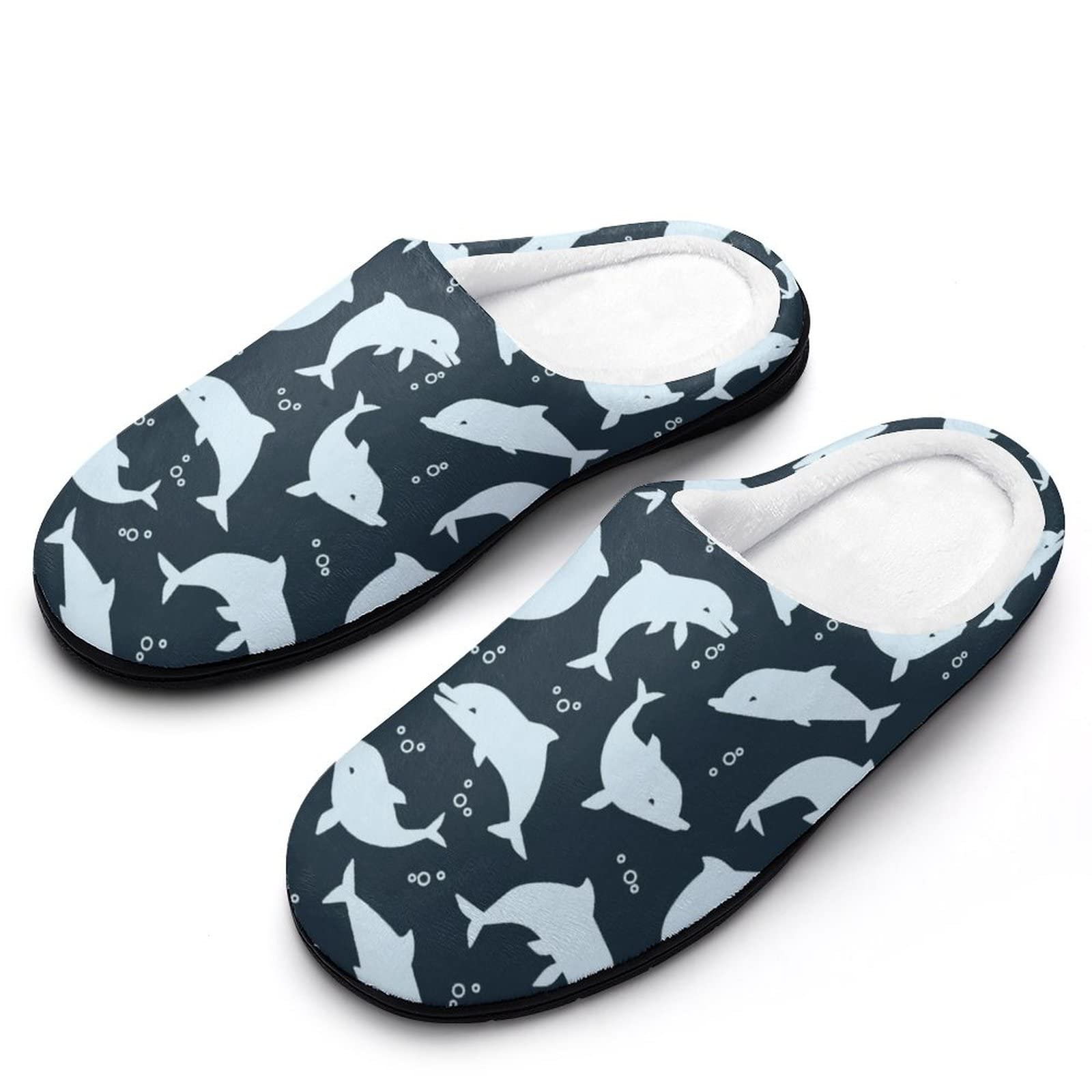 **Dolphin Silhouette Men's Cotton Slippers - Lightweight, Anti-Skid House Shoes for Indoor, Outdoor & Spa - Perfect for Lounging, Travel & Relaxation**
