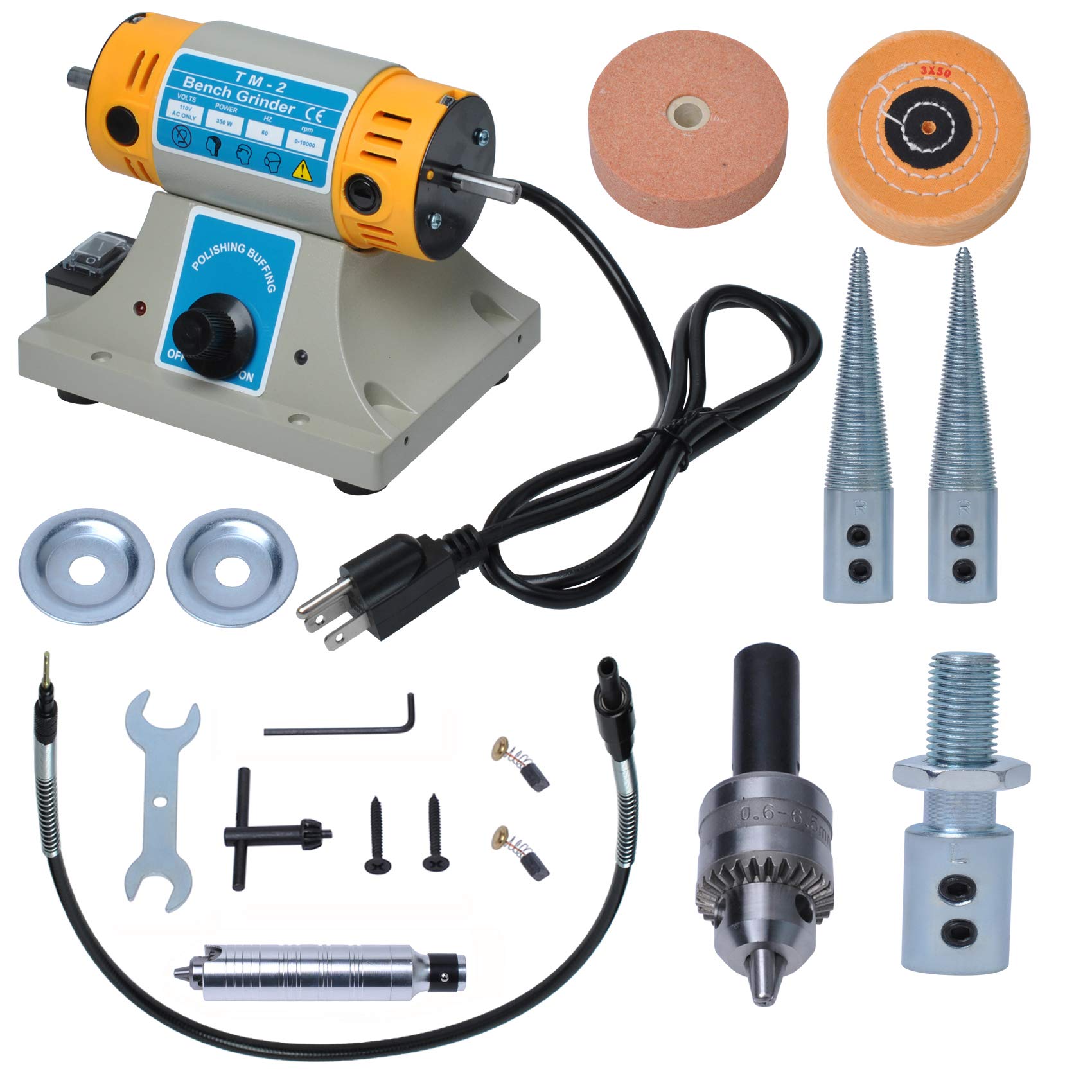 TM-2 350W Rock Polishing Machine - Professional Jewelry & Gem Polisher Kit with Bench Lathe, Tumbler & Grinder Tools (110V) - Perfect for DIY Jewelry Making, Lapidary & Stone Polishing Projects