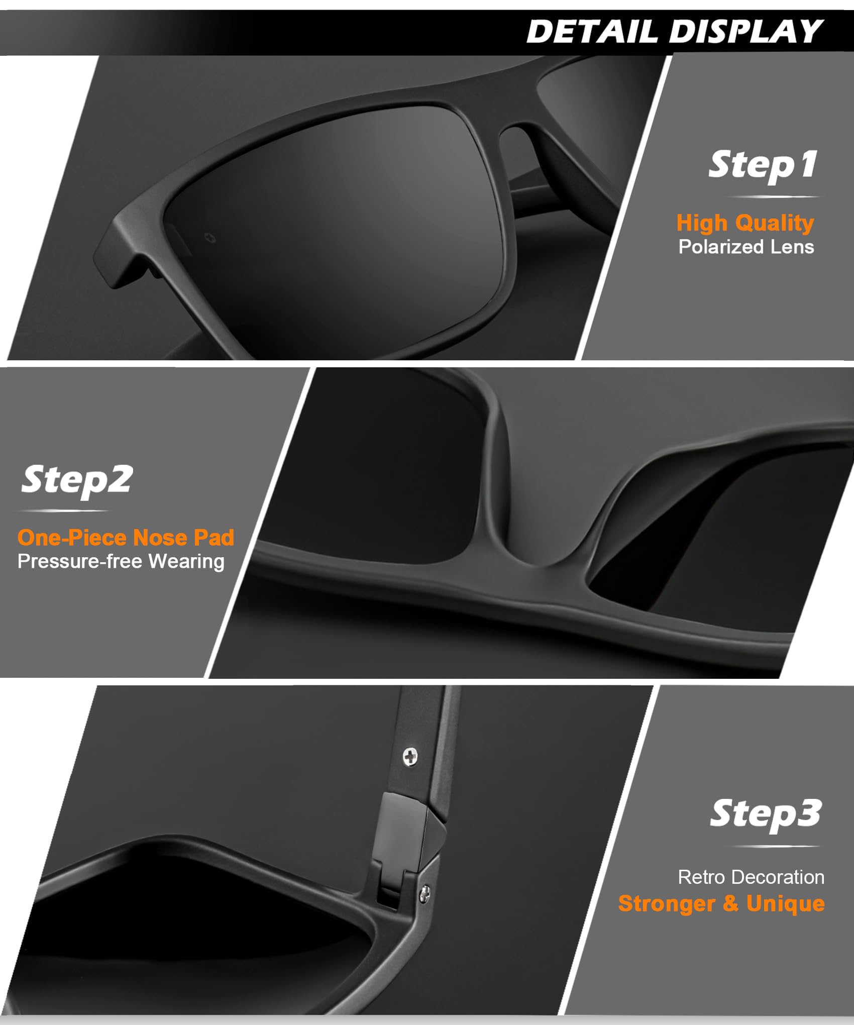 Polarized Sunglasses for Men - UV400 Protection Classic Aviator Style - 3 Pack for Driving, Fishing, Golf & Outdoor Activities