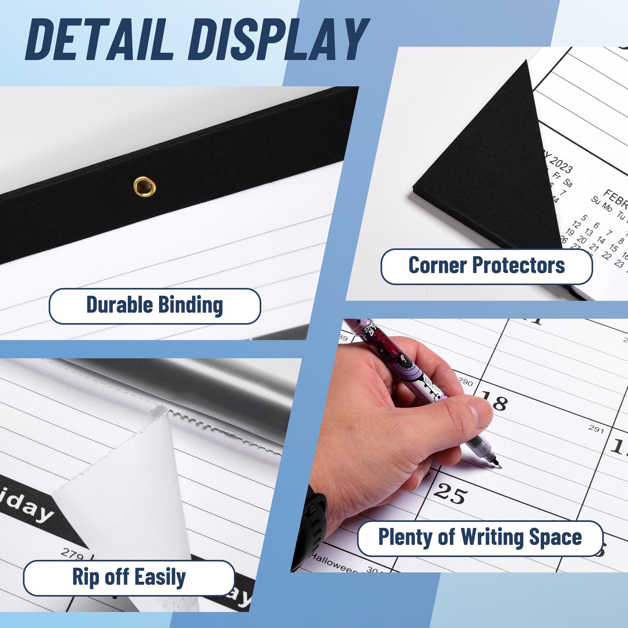 2024-2025 Large Desk Calendar 22x17 Inches - 18 Monthly Pages with Round Holes & Notes Section - Perfect for Office, Home, School and Gift Giving (Black)