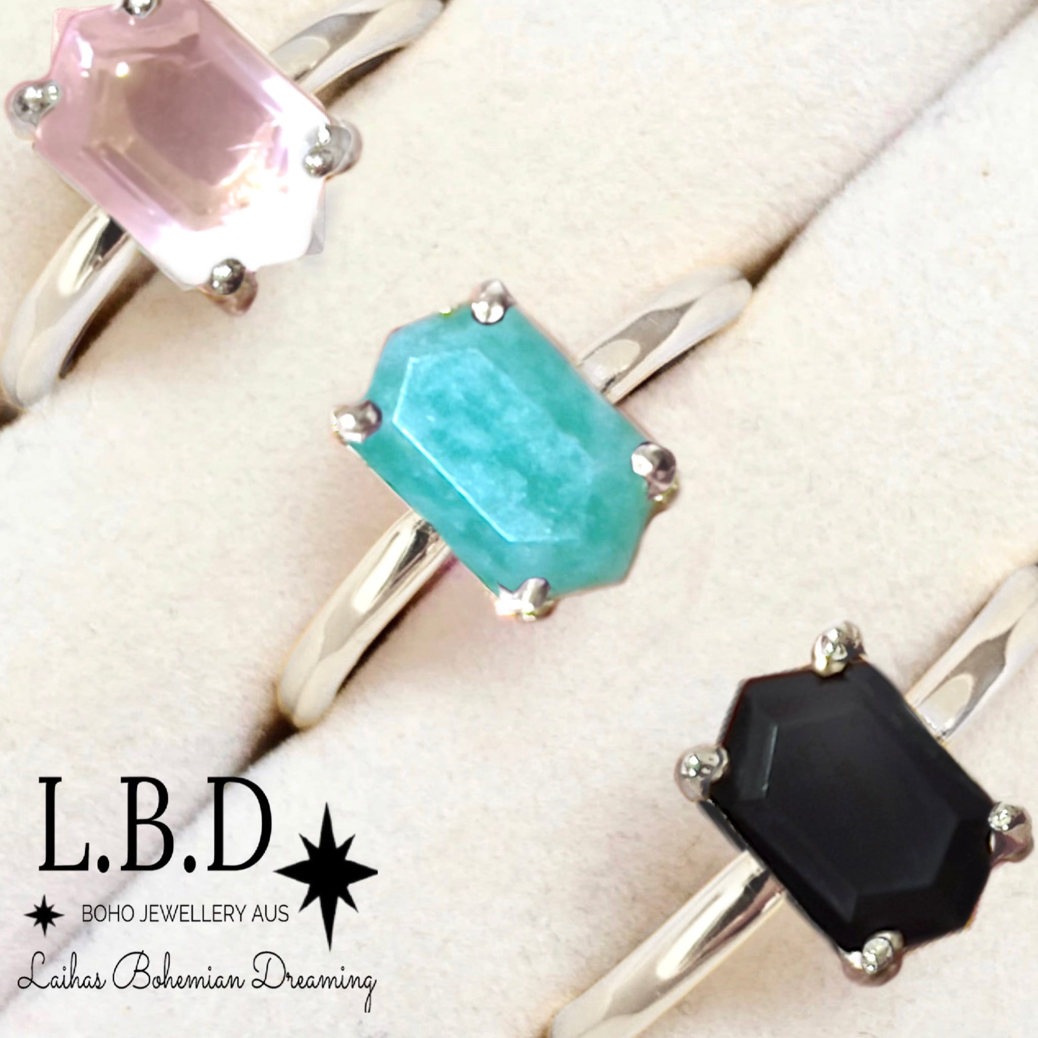 Amazonite Crystal Ring - Mini Hexagon Silver Jewelry for Women, Healing Stone Gift for Meditation & Spiritual Energy - Perfect for Yoga, Reiki & Everyday Wear
