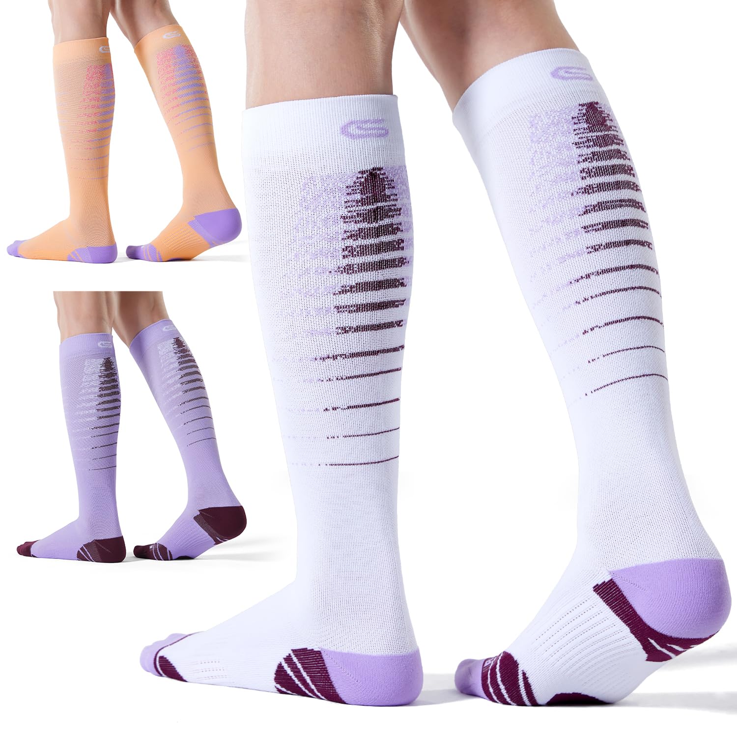 CelerSport 3 Pairs Compression Socks for Men & Women 20-30 mmHg - Running, Travel & Work Support Socks for Circulation & Recovery