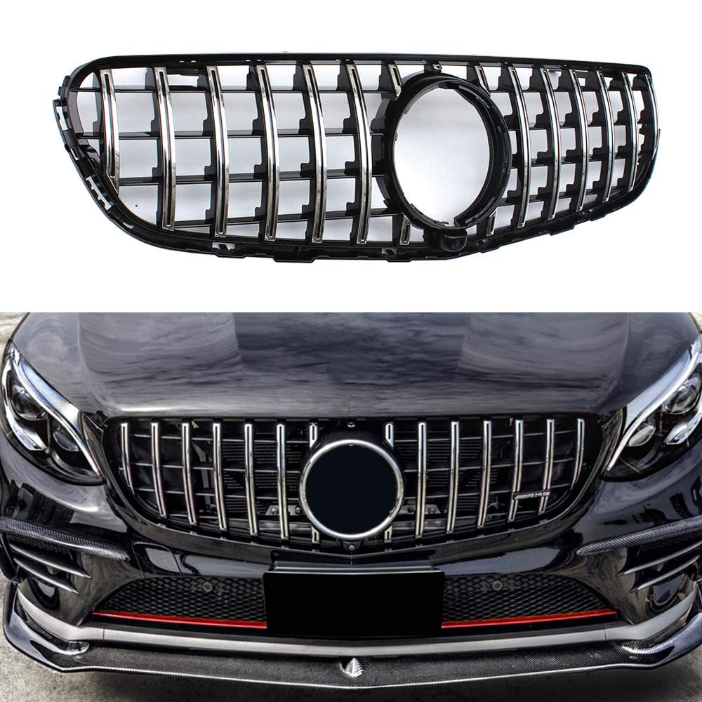 AMG Style Front Grille for Mercedes Benz GLC Class W253 GLC300 GLC350 - Silver Mesh Grill Upgrade | Perfect for Car Customization & Off-Road Adventures