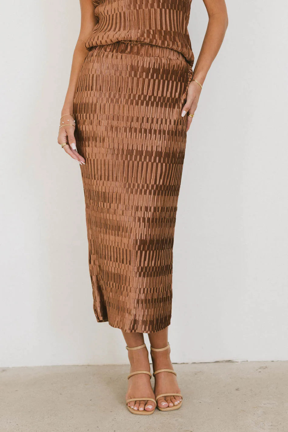 Copper Textured Skirt for Women - Elegant & Stylish A-Line Skirt for Casual Outings & Special Occasions | Final Sale