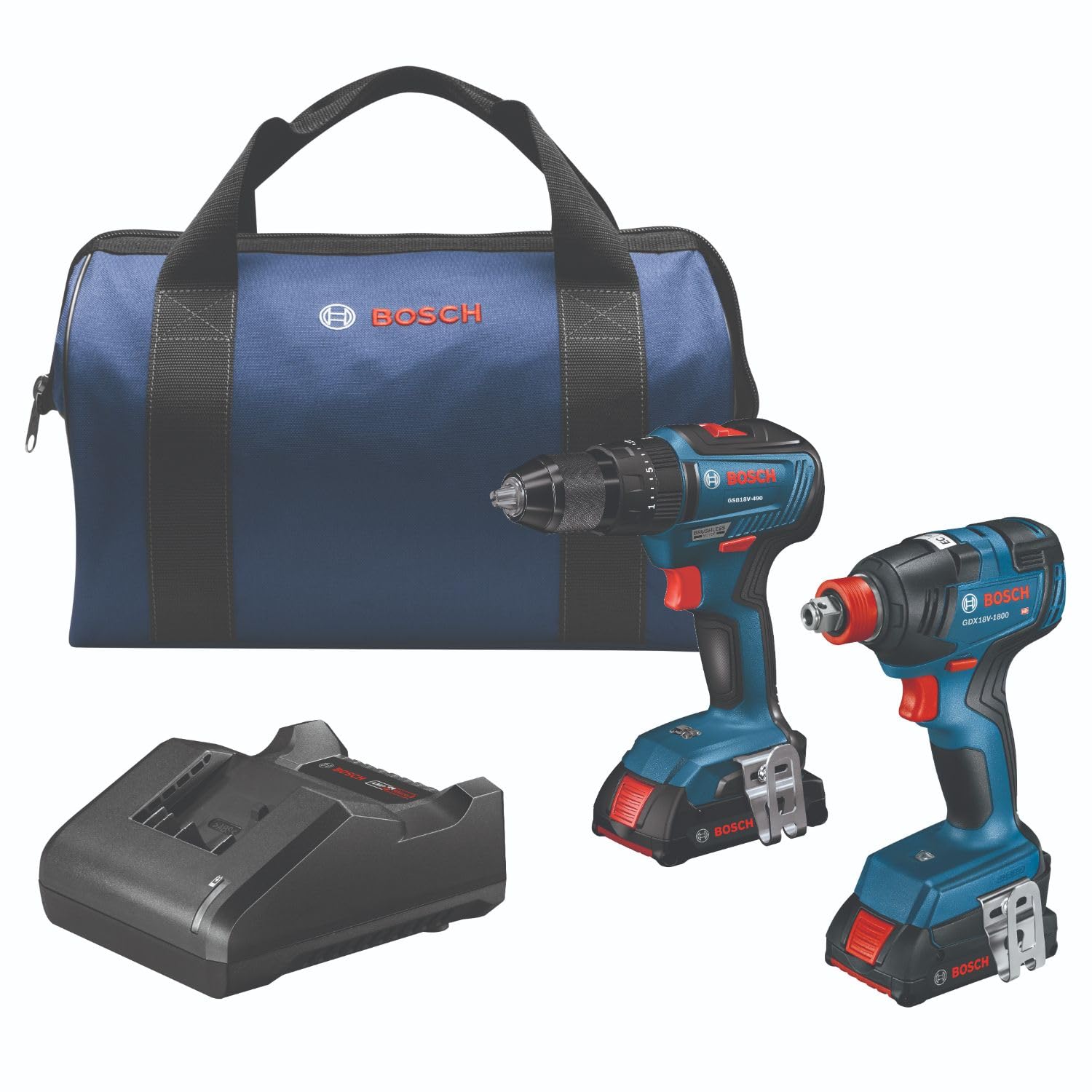 BOSCH GXL18V-240B22 18V Cordless 2-Tool Combo Kit with 1/2