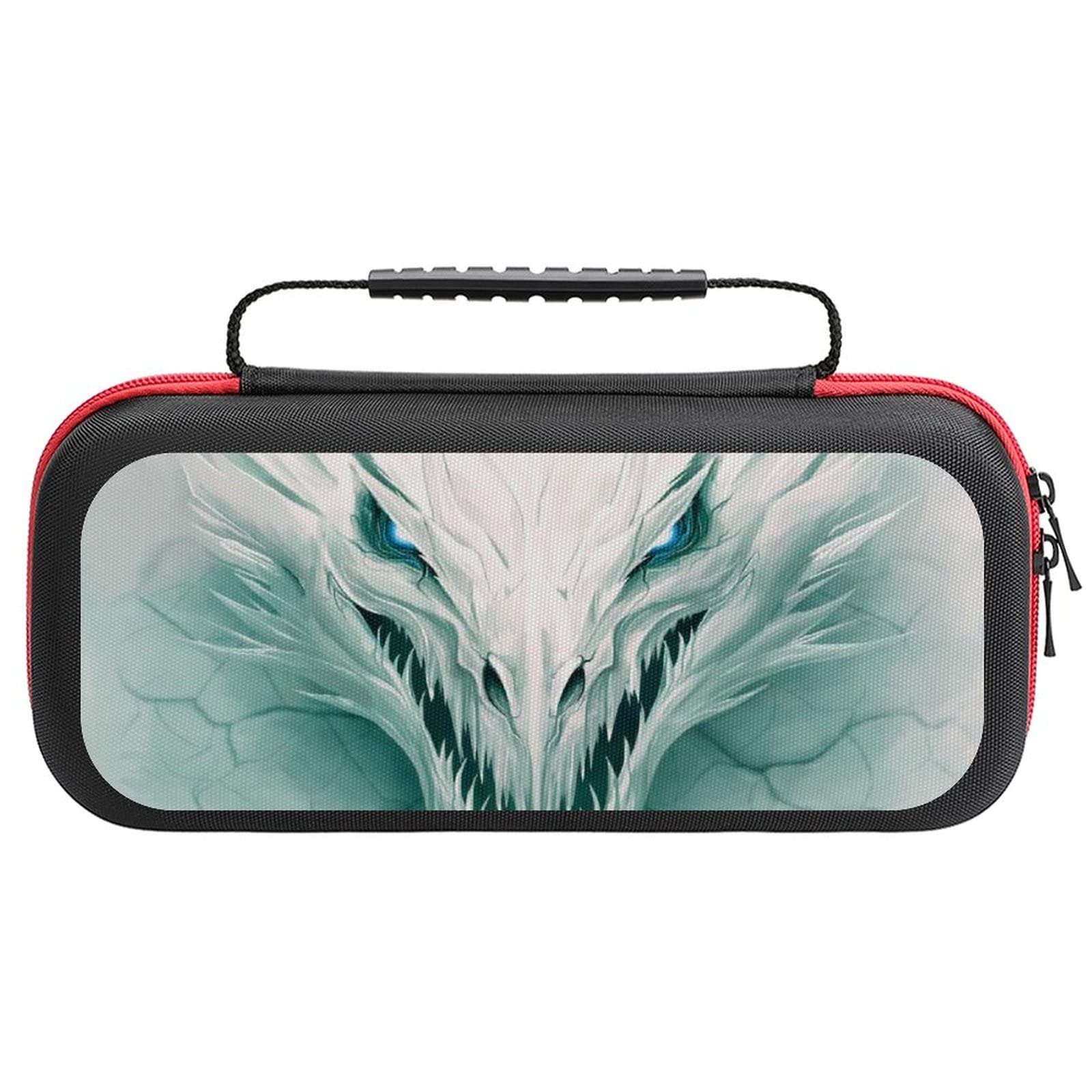 FunnyStar White Stone Ice Dragon Carrying Case for Nintendo Switch - Protective Shell Storage Handbag for Travel, Gaming, and On-the-Go Use