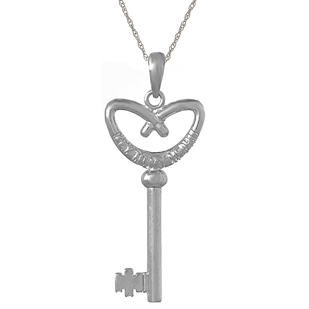 925 Sterling Silver Heart Necklace with Chain - Romantic Pretzel Heart Key Pendant, 