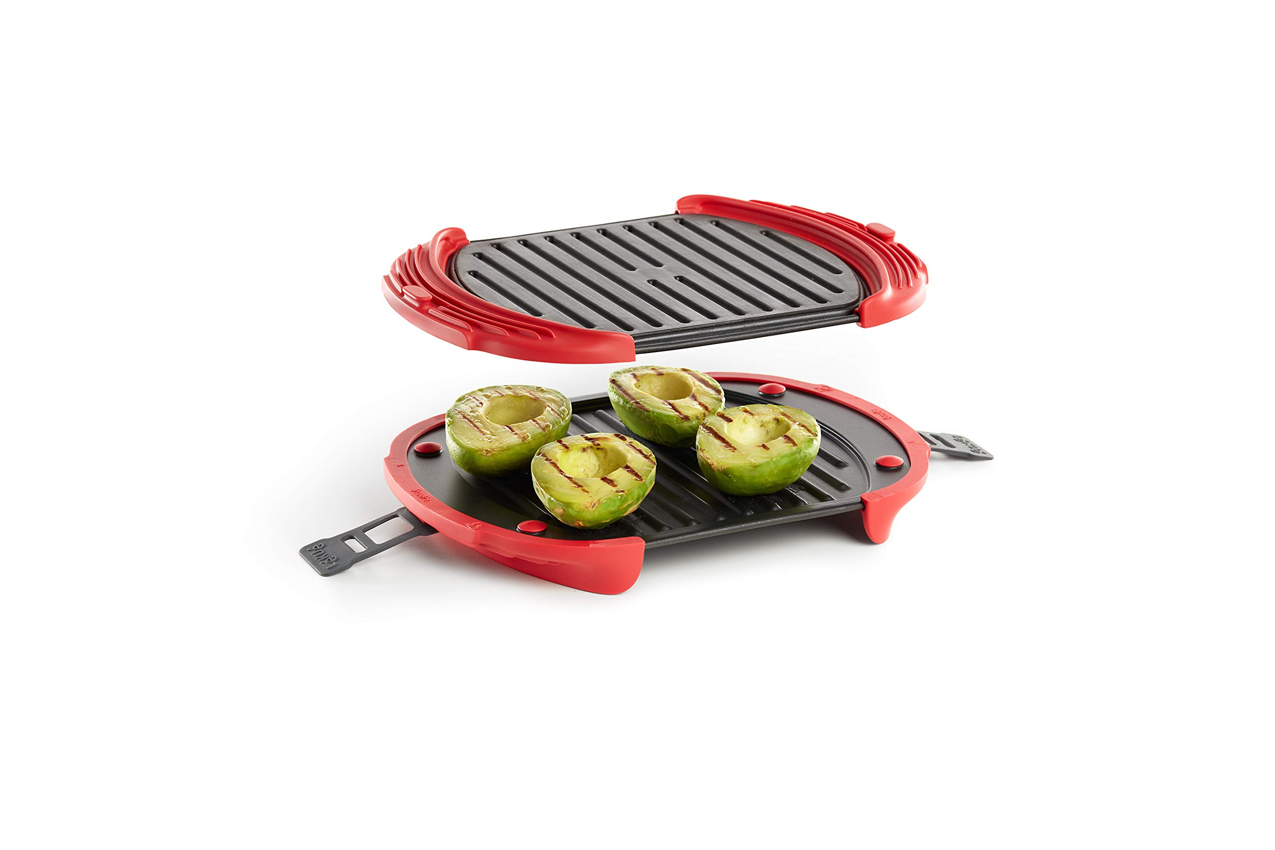 Lekue XL Microwave Grill and Sandwich Maker - Red Panini Press for Quick & Easy Meals - Perfect for Breakfast, Lunch, and Snacks at Home or Office