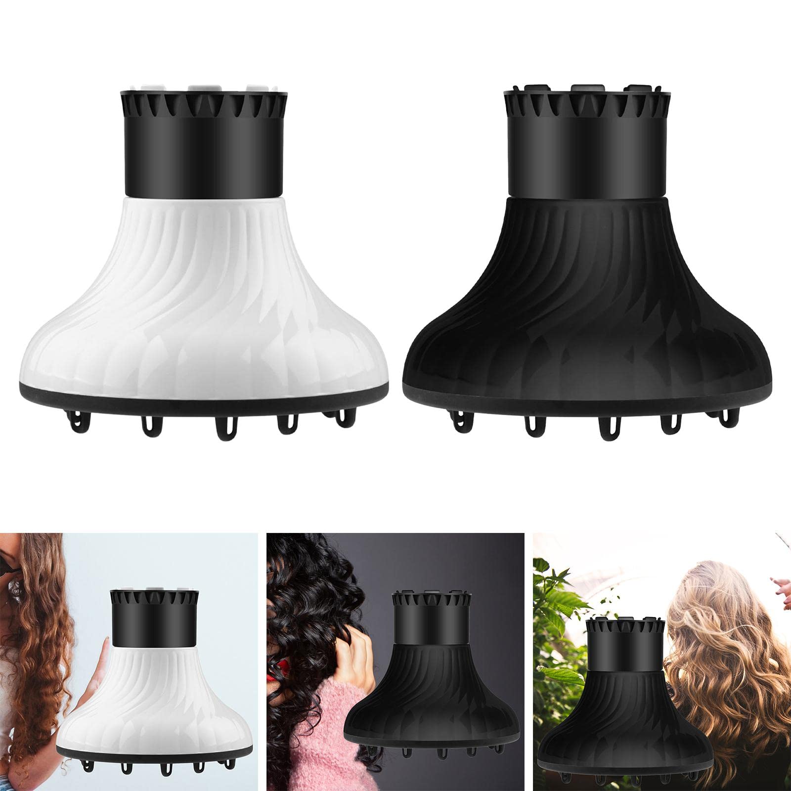 LOOM TREE Hair Dryer Diffuser Attachment for Curly & Wavy Hair - White Universal Blow Dryer Diffuser for Frizz-Free Styling | Perfect for Home Salon Use & Travel