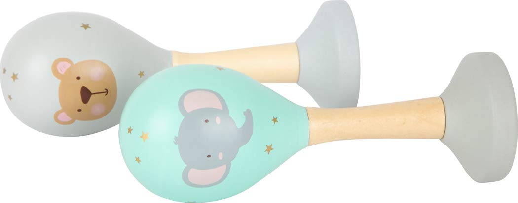 Small Foot Baby Rattle Toys - Pastel Wooden Musical Sonajeros for Infants & Toddlers - Playtime & Learning