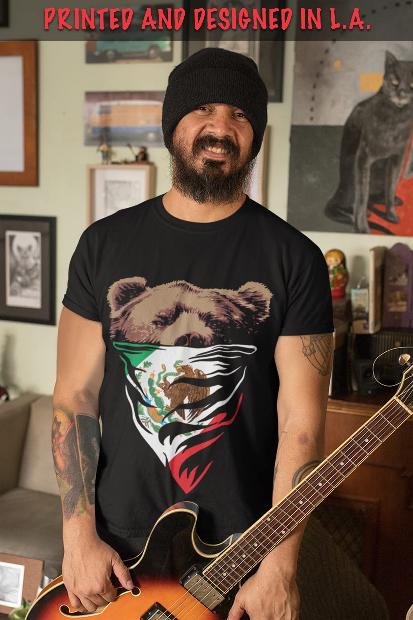 California Camouflage Bandana Bear Graphic T-Shirt for Men - Cool Cali Love Tee - Perfect for Casual Wear, Street Style & Outdoor Adventures