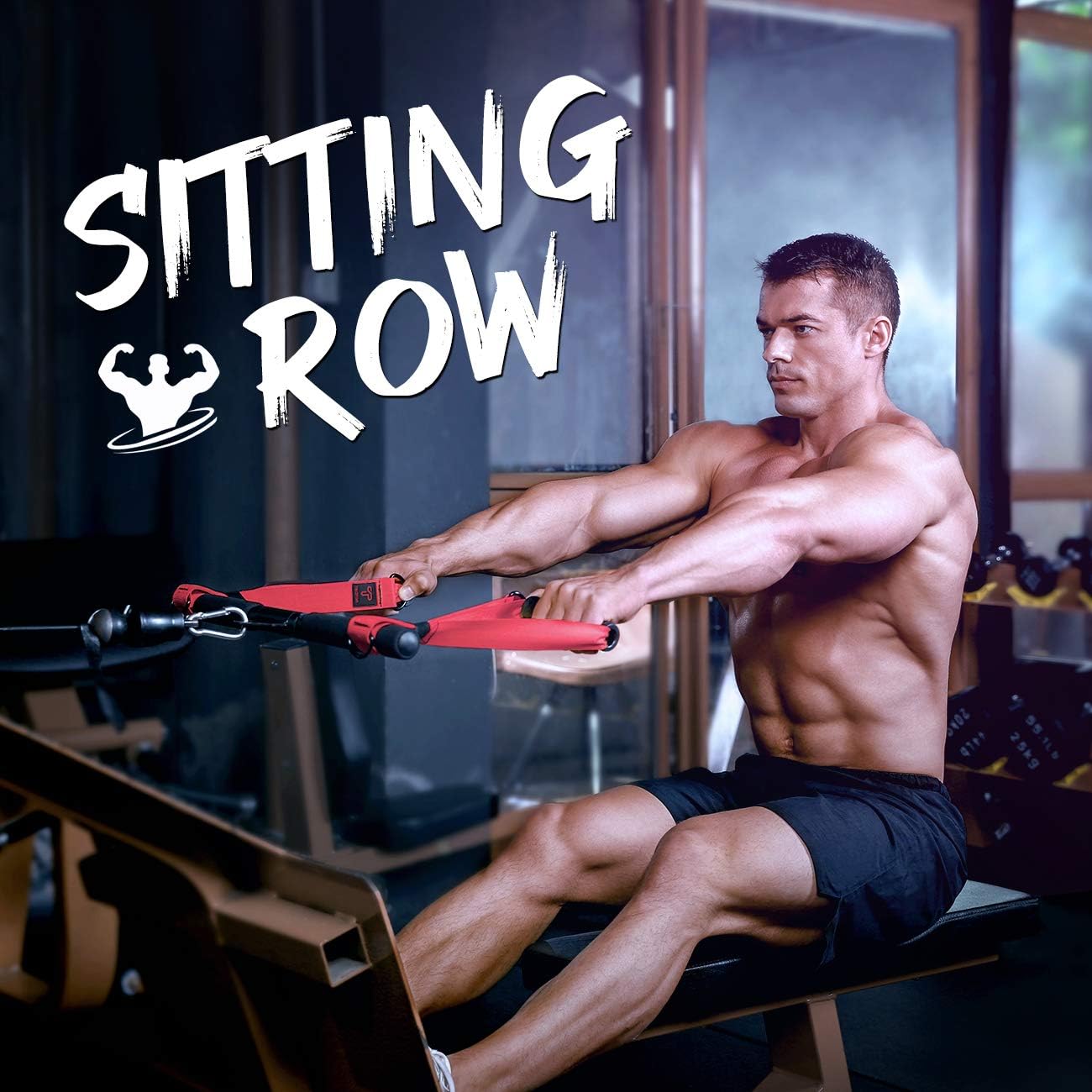 Red & Black Resistance Handles - Heavy Duty Exercise Bands for Home Gym, Strength Training, Physical Therapy & Rehabilitation Workouts
