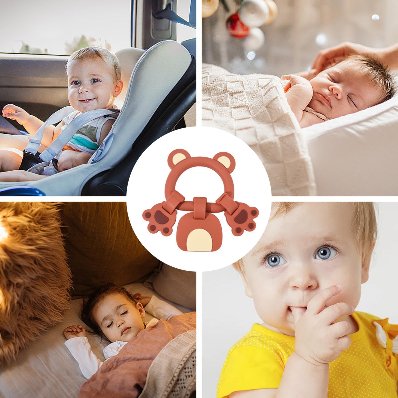Shakven Cartoon Bear Silicone Teething Toys for Toddlers - BPA-Free Baby Teether for Boys & Girls - Early Development & Sensory Toy for Chewing Relief, Playtime & Cognitive Learning | Perfect for Home, Travel & Daycare Use
