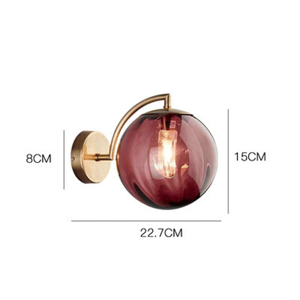 Modern Wrought Iron Glass Ball Wall Lamp - LED Bedside Lighting for Bedroom, Living Room & Dining Room - Elegant Postmodern Wall Light Fixture for Home Decor