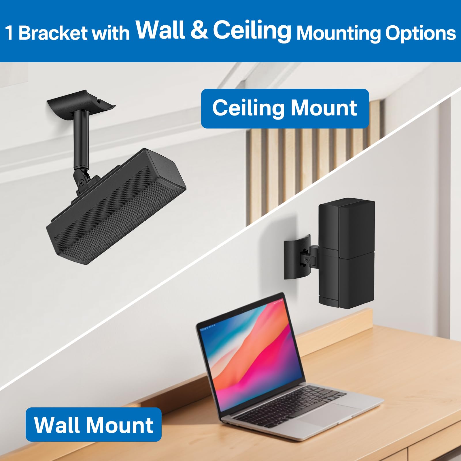 **Adjustable Bose Speaker Wall Mount Bracket - Compatible with Bose UB-20 Series II, SoundTouch, CineMate, Lifestyle & Acoustimass Speakers - Black - Perfect for Home Theater & Surround Sound Setup**