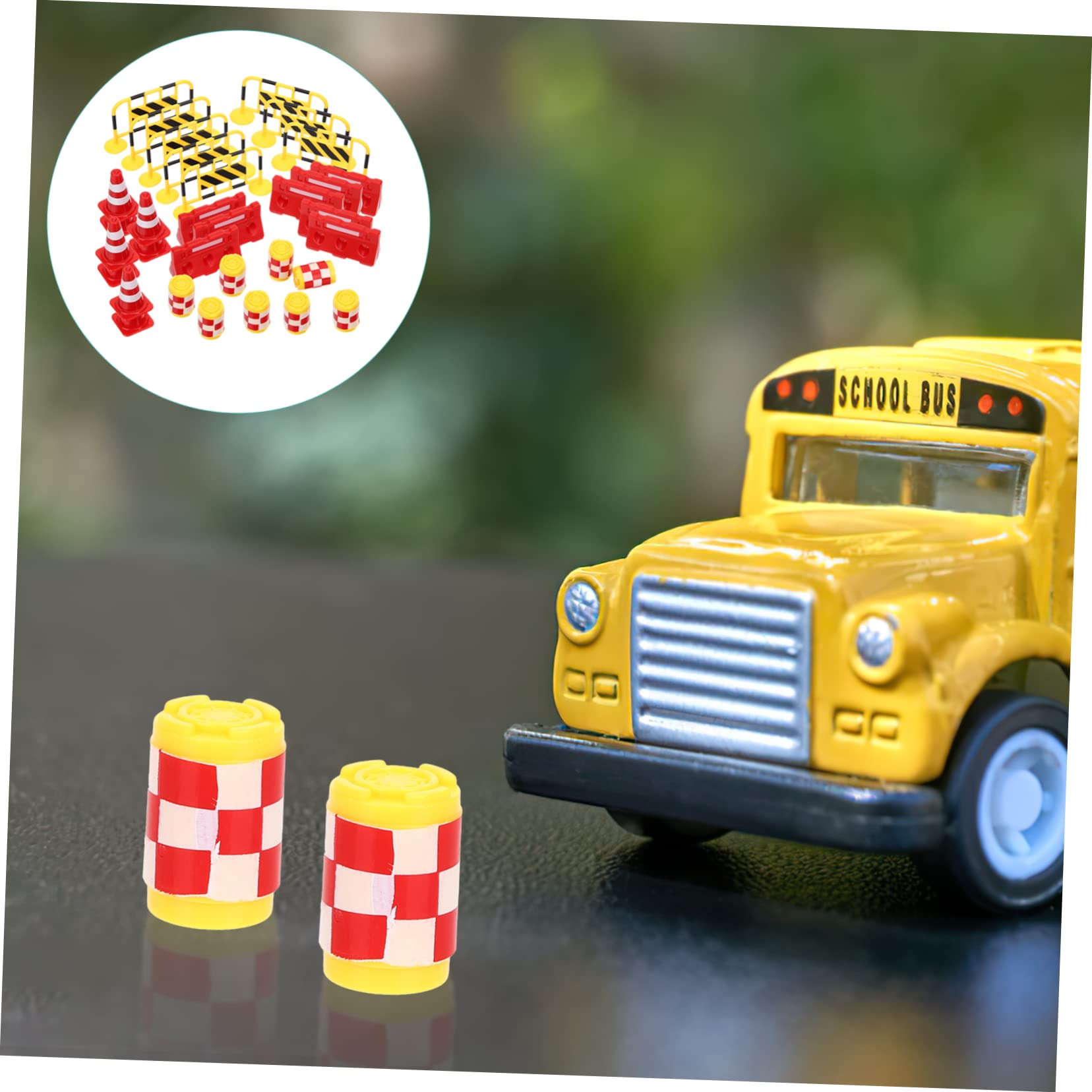 LABRIMP 32pcs Miniature Street Play Set - Kids Construction Toys with Traffic Signs & Road Decor for Sand Table, Landscape Ornaments & Educational Play | Perfect for Pretend Play, Diorama Making & Early Learning Activities