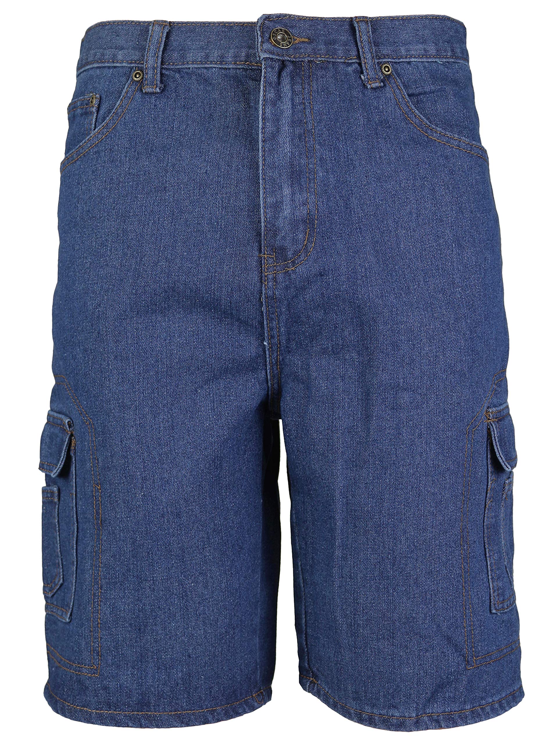 VKWear Men's Cotton Stonewash Cargo Pocket Denim Jean Shorts - Comfortable Casual Summer Shorts for Outdoor Activities, Travel & Streetwear Fashion