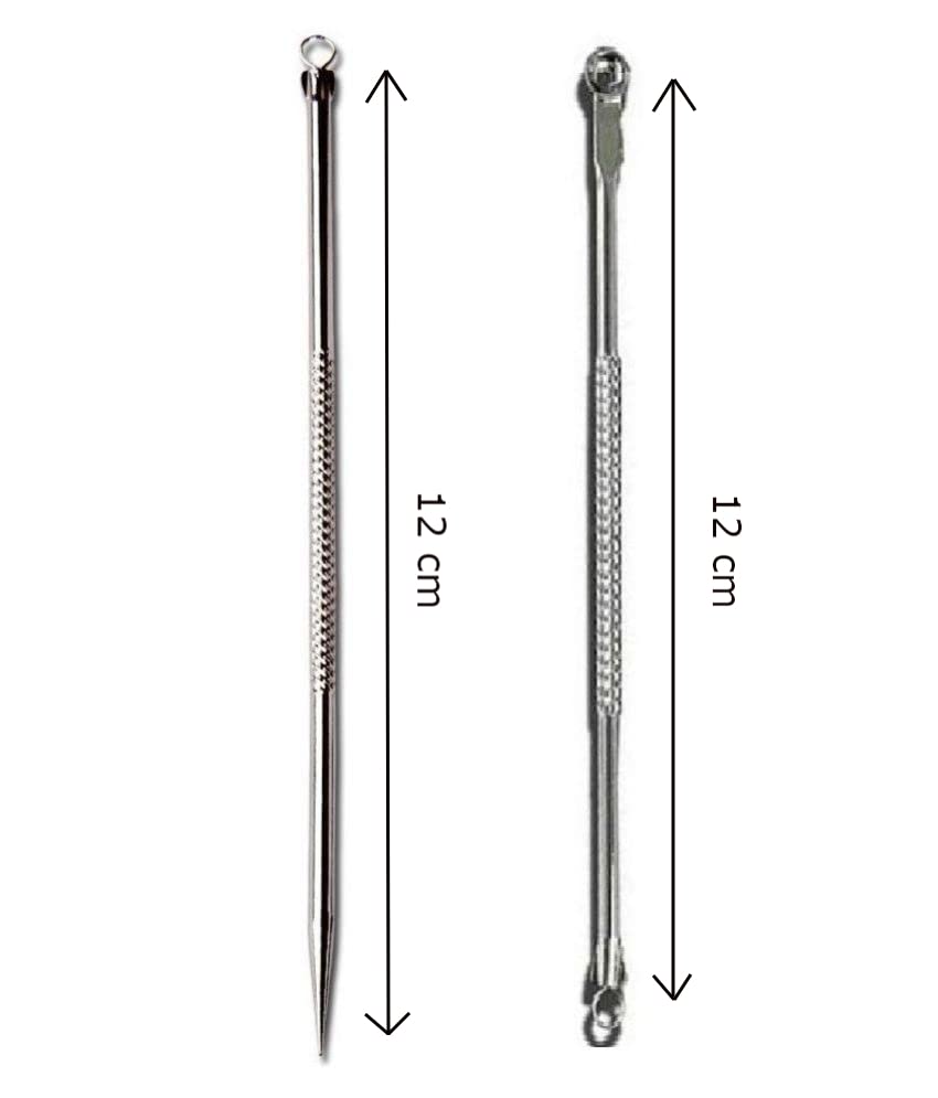 Blackhead Remover Tool Set - 2 Pc Rounded & Pointed Stainless Steel Extractor for Acne Treatment, Pimple Popper, Whiteheads and Blemishes Removal - Perfect for Facial Skincare and DIY Spa at Home