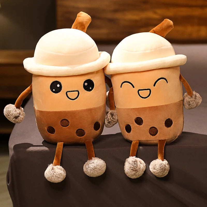 25cm Cute Cartoon Bubble Tea Cup Shaped Pillow - Realistic Pearl Milk Tea Plush Toy, Soft Stuffed Back Cushion for Home, Office & Car - Funny Boba Food Decor Gift for Anime Fans & Teens