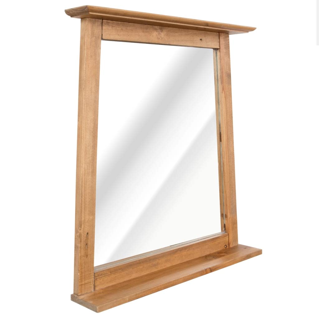 Eco-Friendly Solid Recycled Pinewood Bathroom Mirror - 27.6