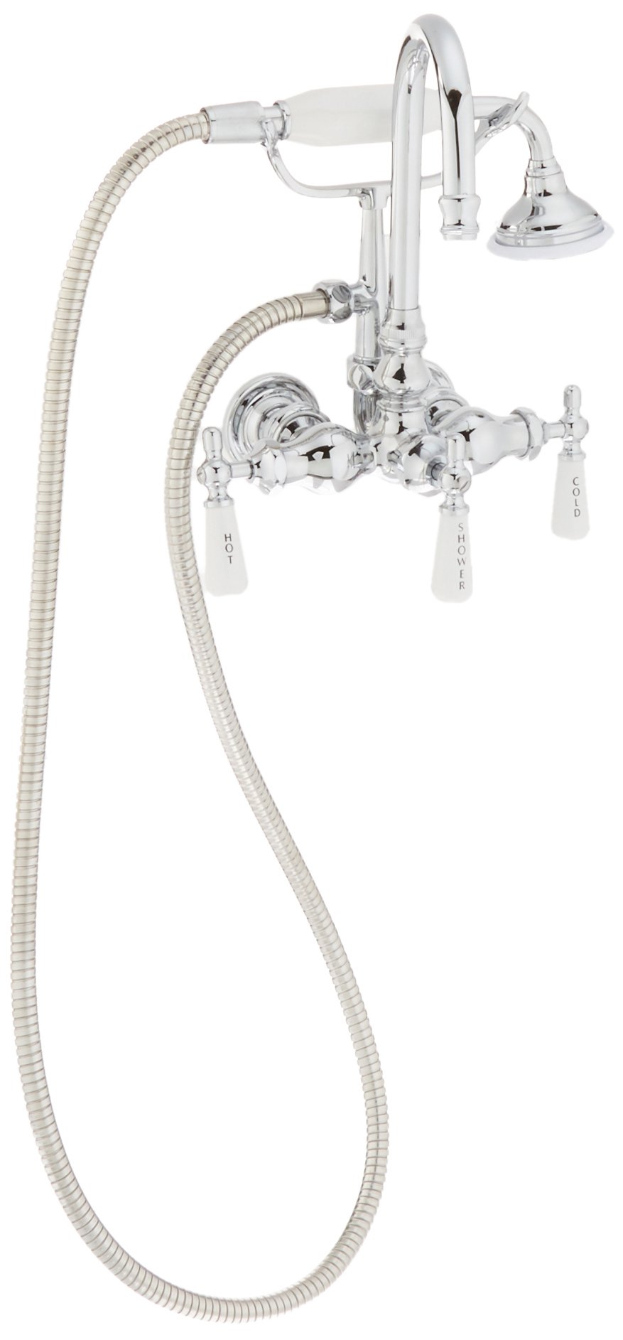 Vintage Clawfoot Tub Faucet with Diverter & Gooseneck Spout - Antique Style Bathroom Fixture for Freestanding Bathtubs - Perfect for Classic & Farmhouse Bathroom Decor