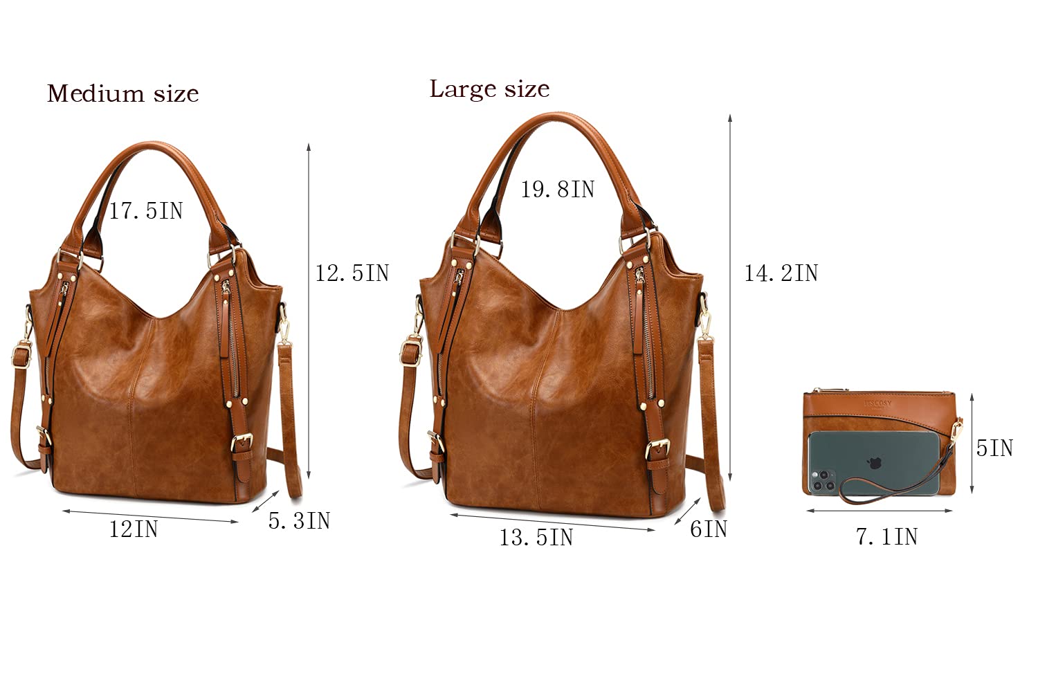 Stylish Women's PU Leather Tote Bag - Adjustable Shoulder Strap Hobo Handbag for Work, Travel & Everyday Use