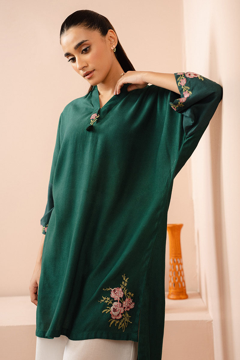 FOREST FERN DYED LINEN SHIRT for Women - Eco-Friendly Natural Dye Casual Button Down Blouse - Perfect for Summer Outfits, Beach Wear and Boho Style Fashion