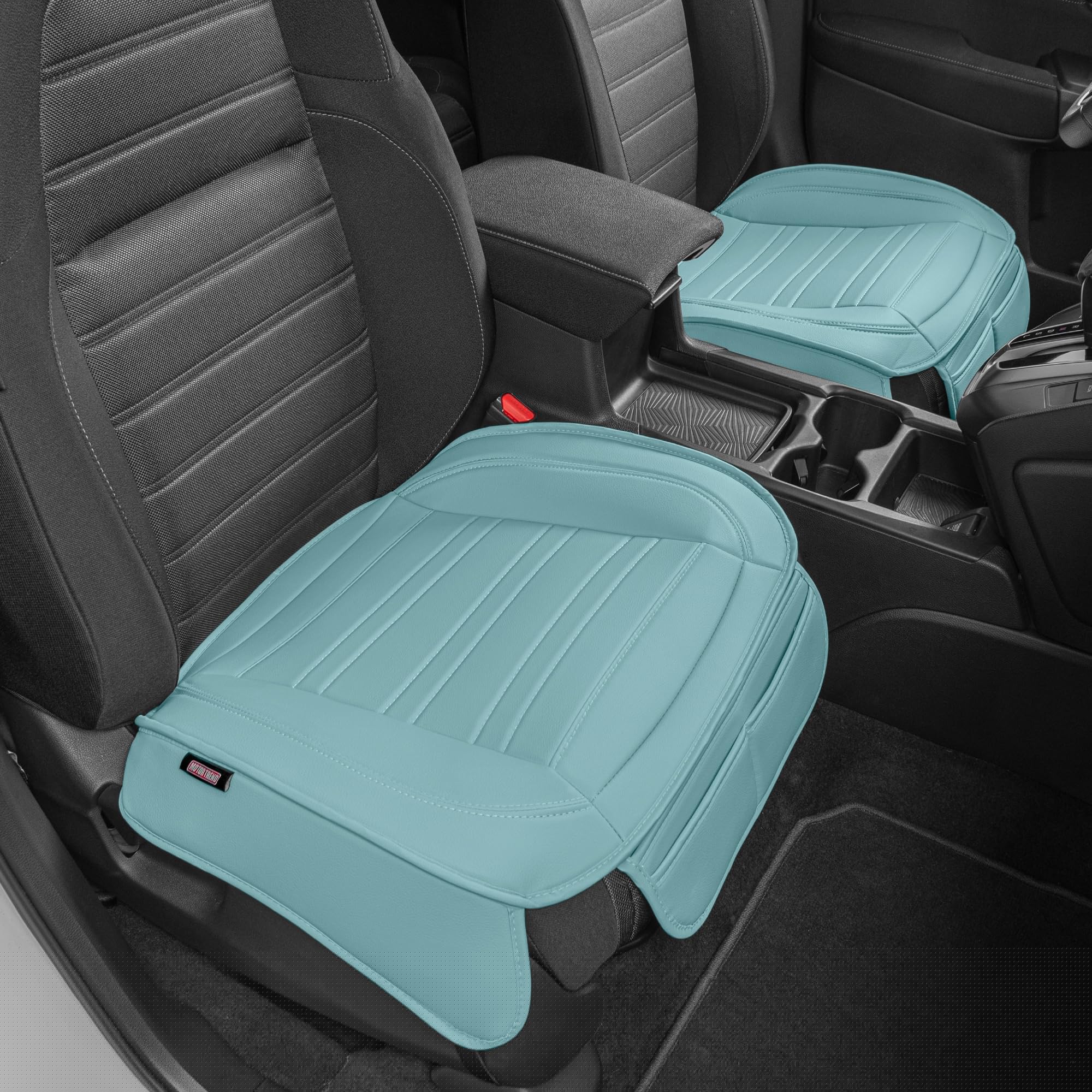 Motor Trend Premium Faux Leather Car Seat Covers - 2-Pack Mint Padded Seat Protectors with Storage Pockets for Cars, Trucks & SUVs | Durable Interior Protection & Comfort for Daily Commute, Road Trips & Family Travel