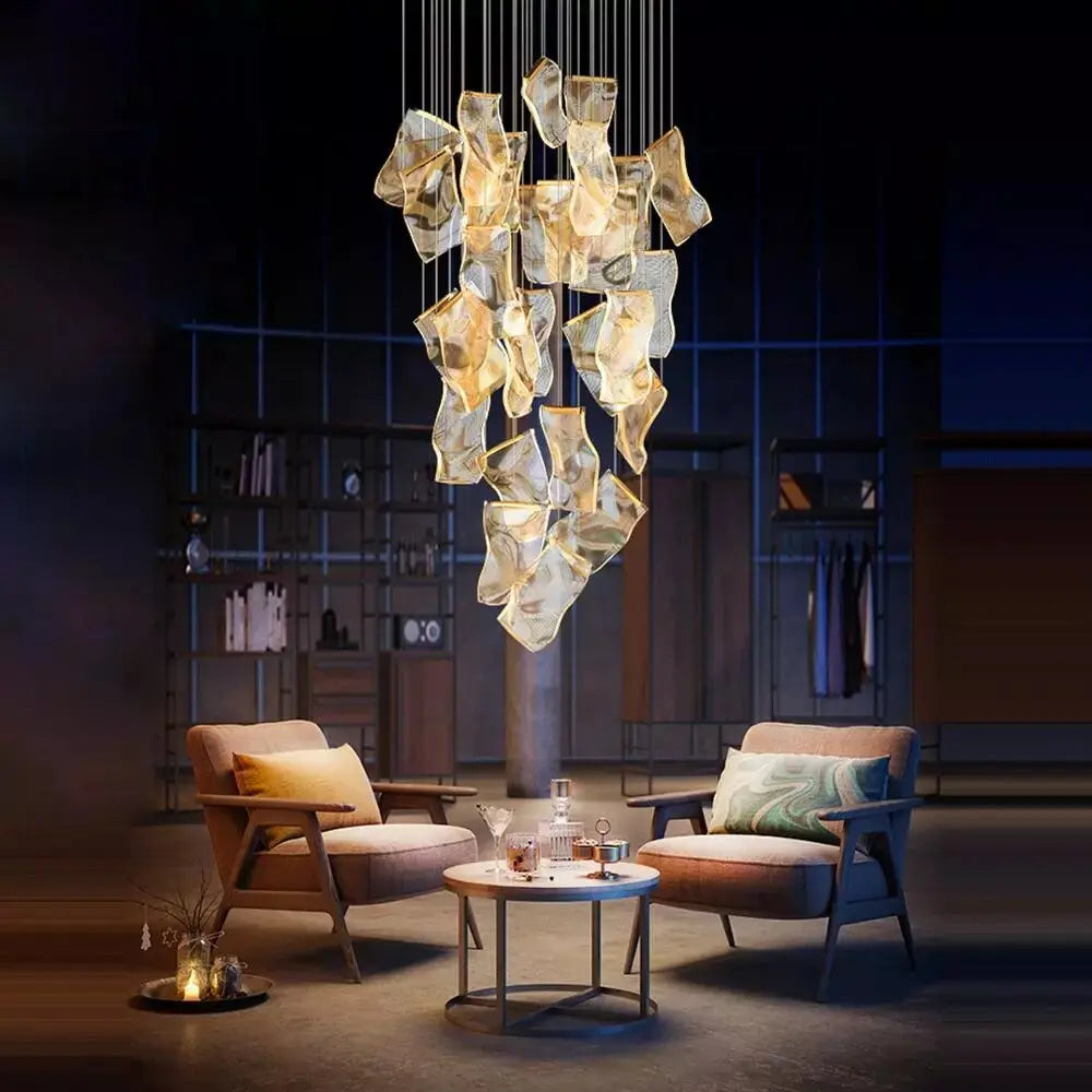 Asya Large Modern Pendant Light Fixture for High Ceilings - Industrial Vintage Style Hanging Chandelier for Dining Room, Kitchen Island, Foyer & Living Room Decor