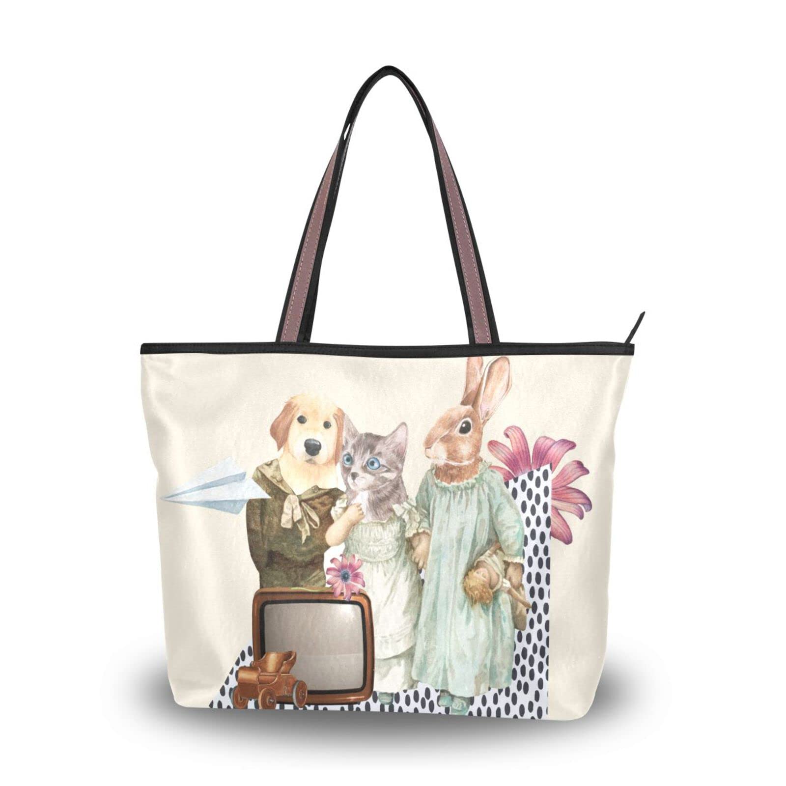 Stylish Animal Print Tote Bag for Women - Reusable Canvas Shoulder Bag, Eco-Friendly Beach Tote & Travel Handbag | Perfect for Shopping, Beach Trips & Daily Commute