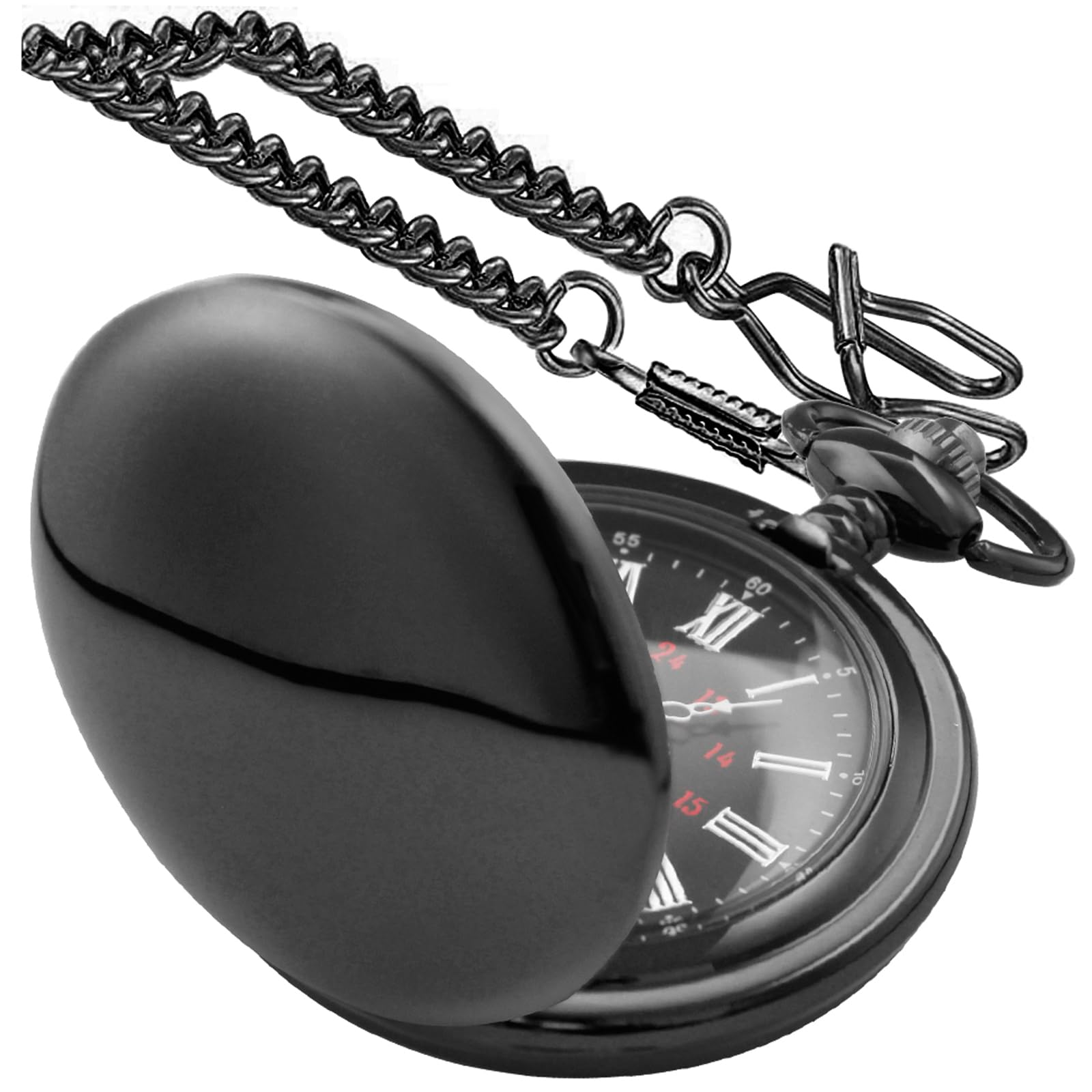 Customizable Smooth Pocket Watch for Men - Personalized Engraved Pocket Watch with Chain - Unique Father's Day Gift for Dad, Husband & Grandfather - Perfect for Weddings, Anniversaries & Special Occasions