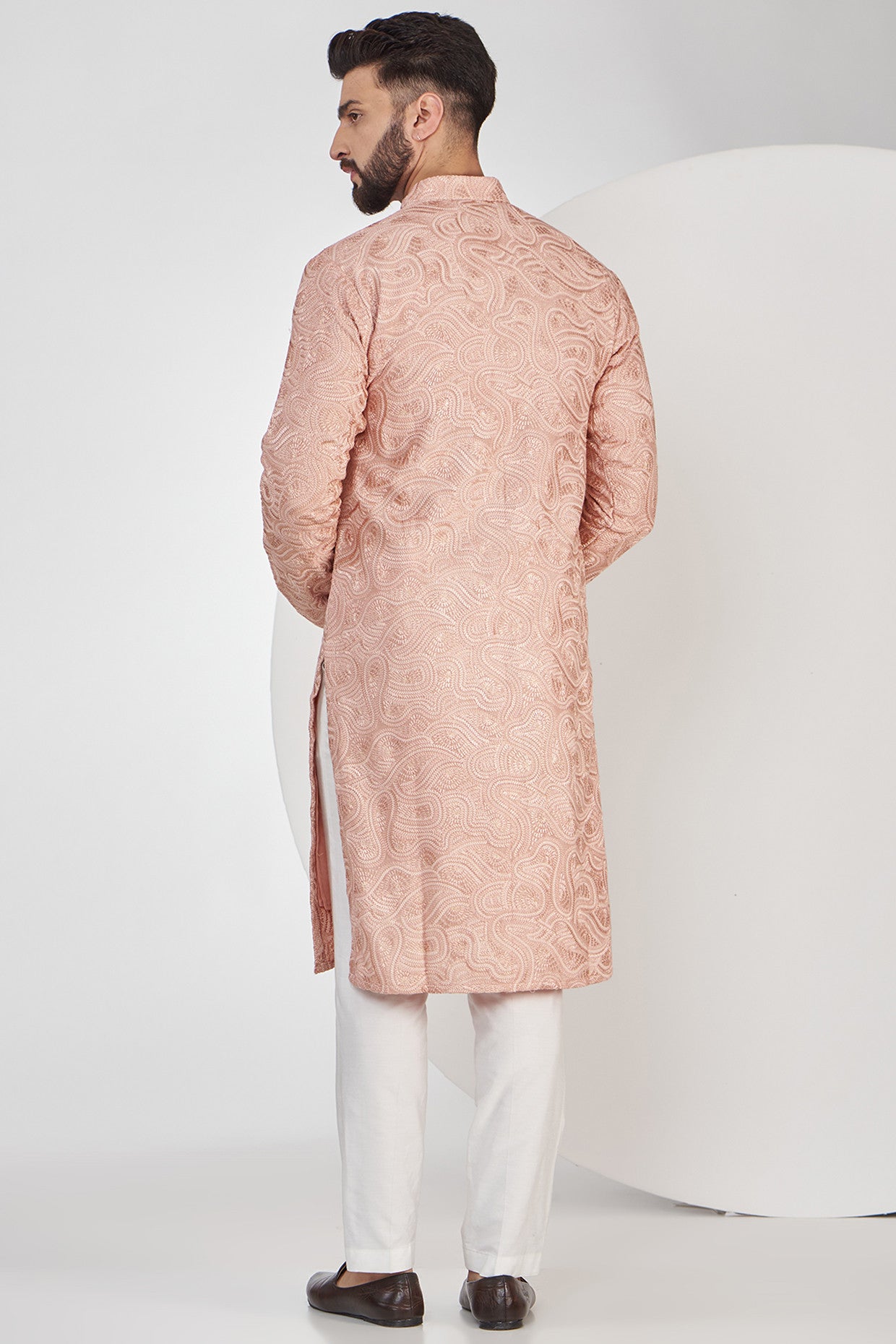 Elegant Peach Chikankari Kurta for Women - Traditional Indian Embroidered Tunic Top - Perfect for Festivals, Weddings & Casual Wear