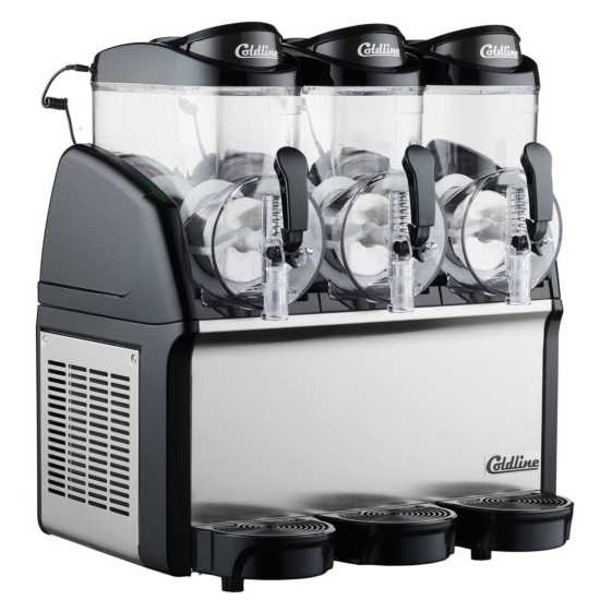 Commercial Coldline GRANITA 3N Triple Bowl Pourover Granita Slush Machine - 9 Gallon Capacity for Restaurants, Cafes & Bars