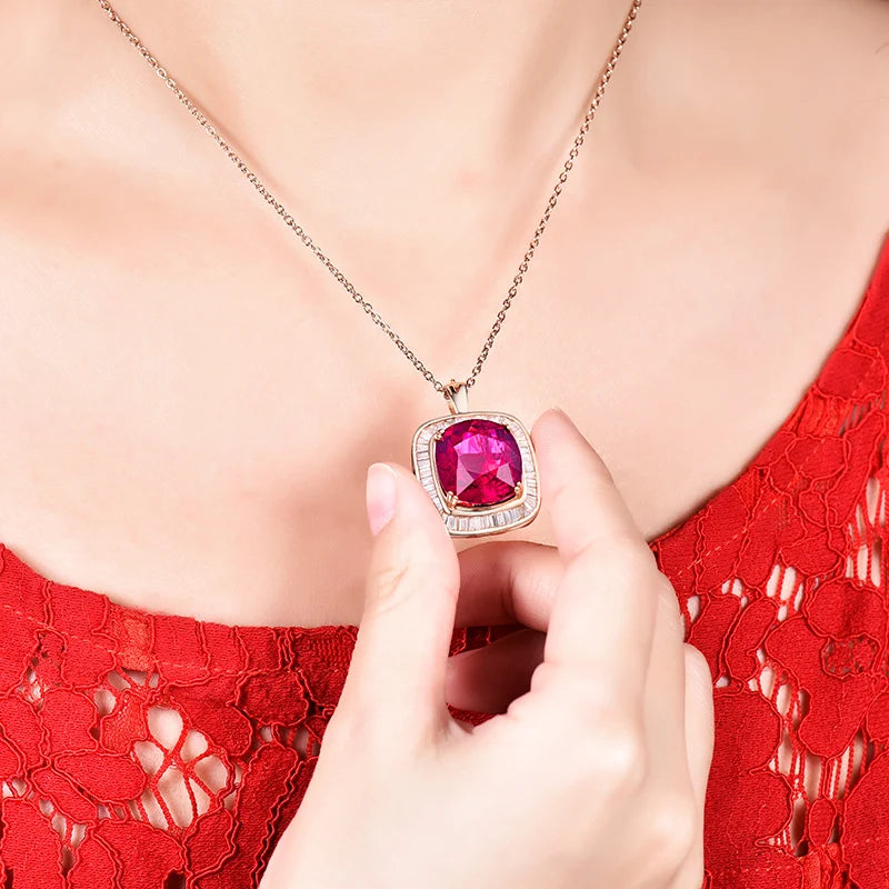18K Rose Gold Tourmaline Ring & Pendant Set with Diamonds - Elegant Dual Jewelry for Weddings & Special Occasions