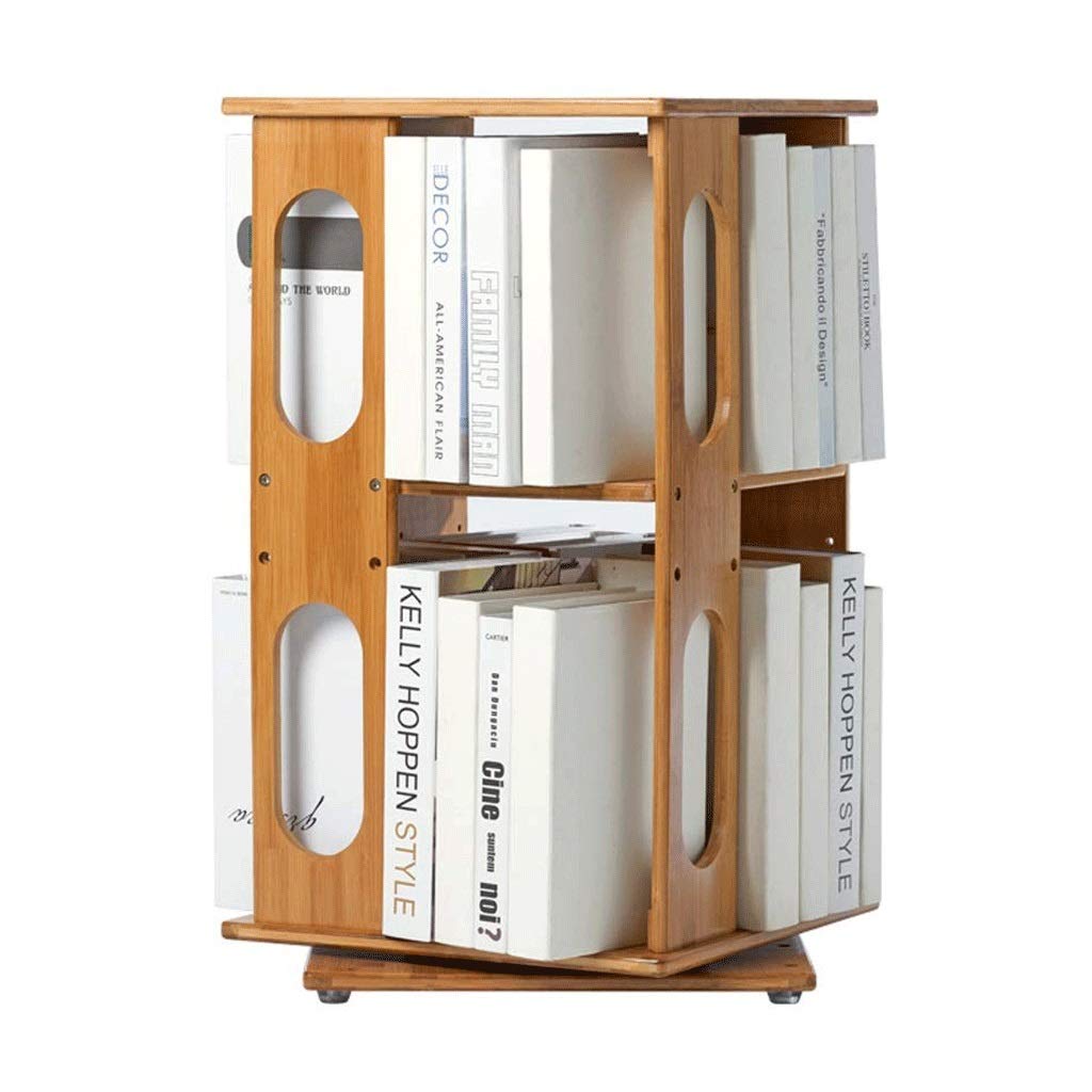 360° Rotating Bamboo Bookshelf - Large Capacity Desktop Organizer for Office, Kids Room & Study | Display Shelf for Books, Supplies & Decor | Space-Saving Storage Solution for Home & Workspace