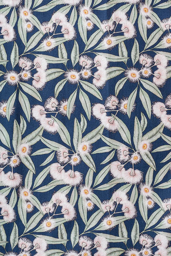 Premium Navy Blue Silk Tie for Men - Elegant Flowering Gum Pattern - Perfect for Weddings, Business Meetings & Formal Events