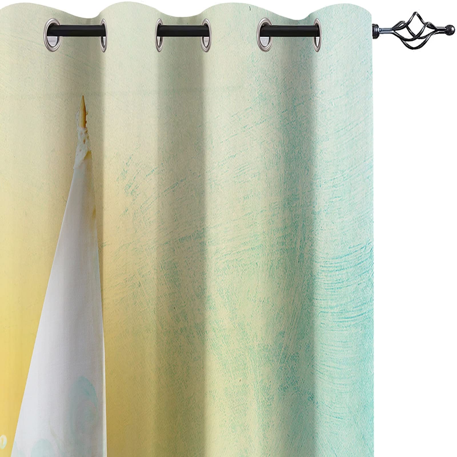 Blue Light Blocking Curtains with Dolphin & Sailboat Design - 84