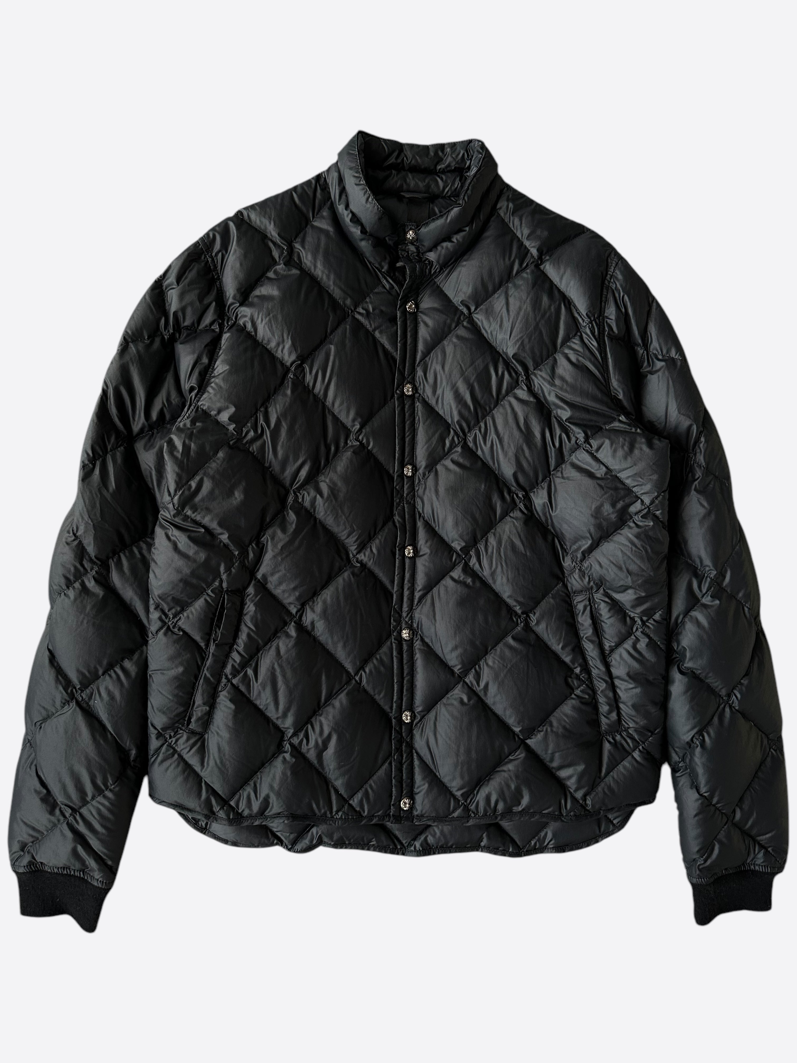 Chrome Hearts Black Quilted Puffer Jacket for Men & Women - Winter Warm Down Coat for Streetwear Fashion & Outdoor Activities