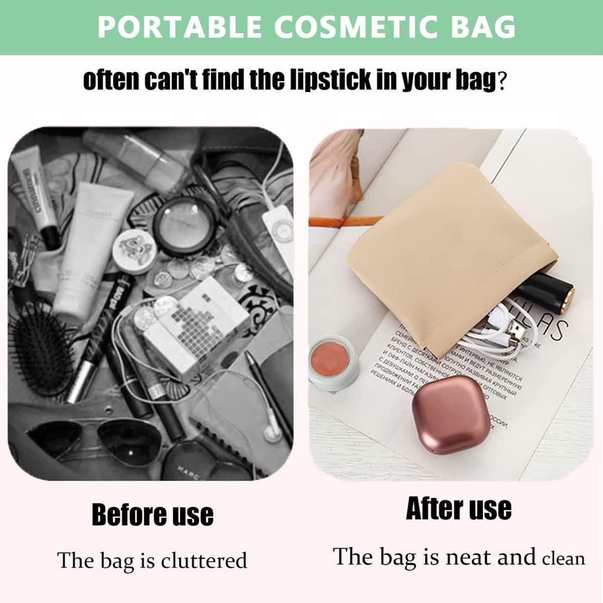Mini Travel Makeup Bag - Waterproof Cosmetic Pouch for Women, Jewelry & Accessories - Perfect for Travel & Daily Use
