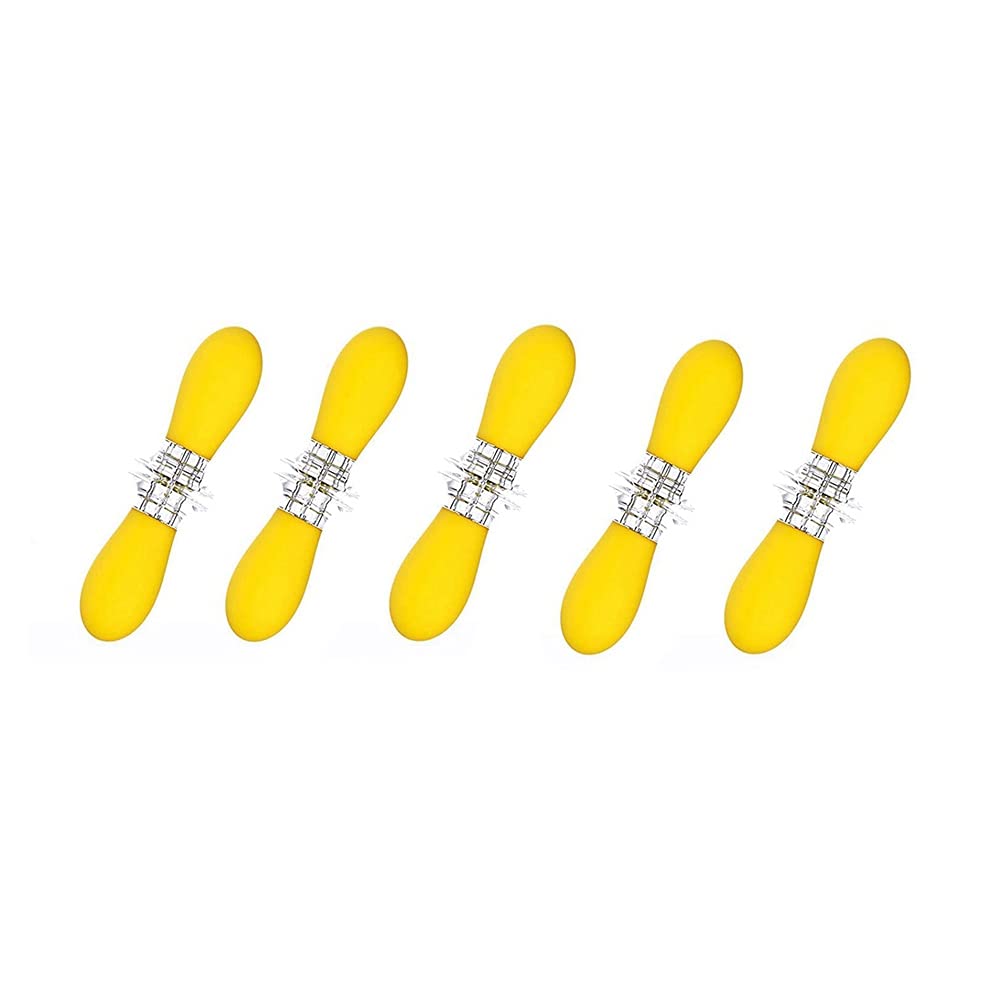 Stainless Steel Corn Holders with Plastic Handle - 5 Pairs Yellow Corn Skewers for BBQ, Picnic & Camping | Perfect for Grilling, Outdoor Dining & Home Cooking Accessories