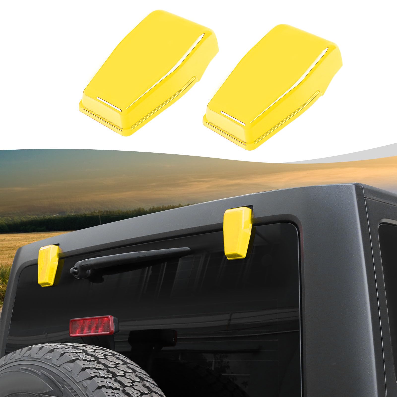 2007-2018 Jeep Wrangler JK JKU Rear Tail Window Hinge Cover Trim - Yellow Exterior Accessory | Weatherproof Decoration for Off-Road Adventures & Daily Driving